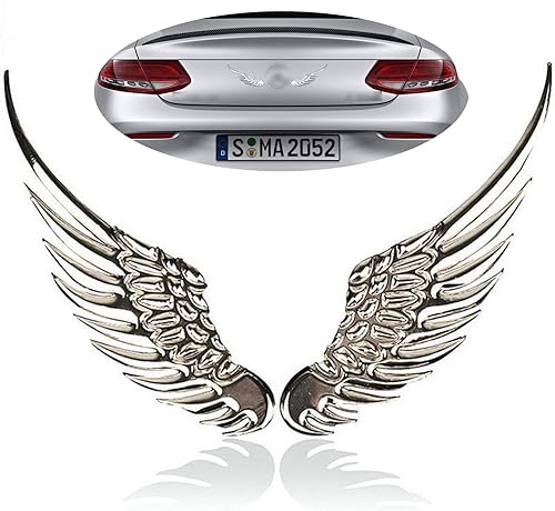 jeseny 2 calcomanías de insignias de alas de ángel 3D para automóvil, alas grandes de metal, calcomanías decorativas reflectantes de advertencia de