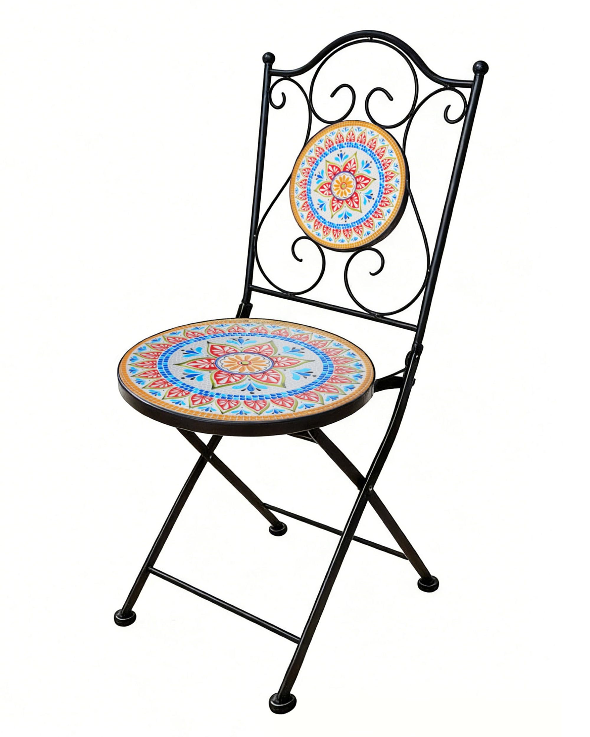 Chaise de Jardin,Chaise Bistrot Exterieur,Chaises Pliante en Mosaïque pour Balcon,Terrasse,Jardin