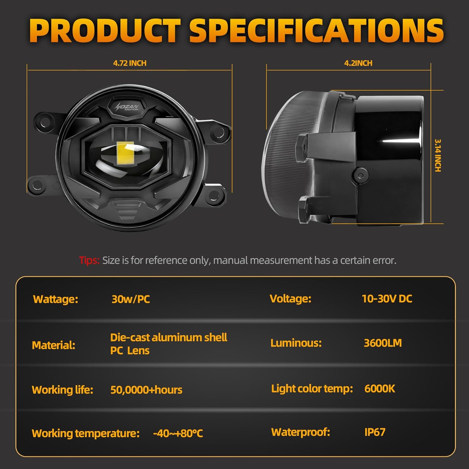 Upgraded 2PCS LED Fog Lights Compatible with 2016-2023 Toyota Tacoma, 2014-2019 4Runner, Tundra, 6000K Bright White Bumper Driving Lamps Assembly Kit, IP67 Waterproof