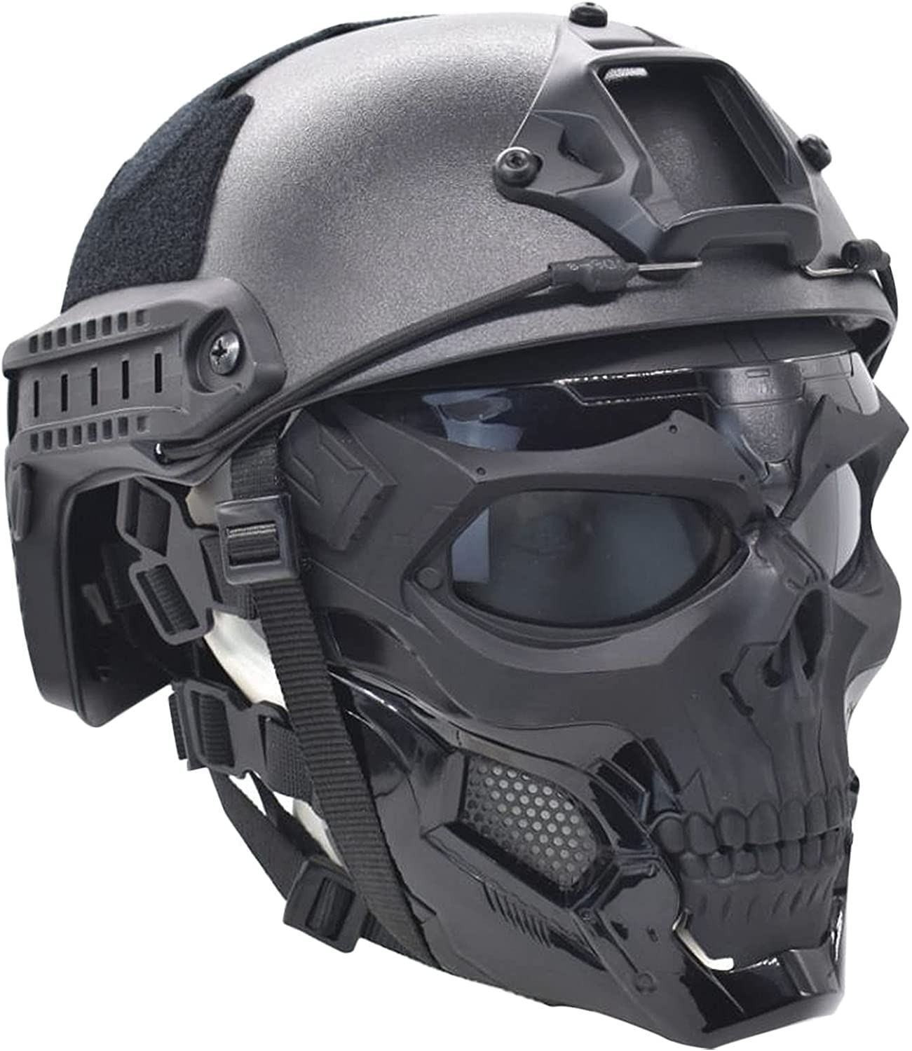 Aifordge Tactical Helmet Mask Protective Full Face Clear Goggle Skull Masks Dual Mode Wearing Design Adjustable Strap Costume Parties and Movie Props