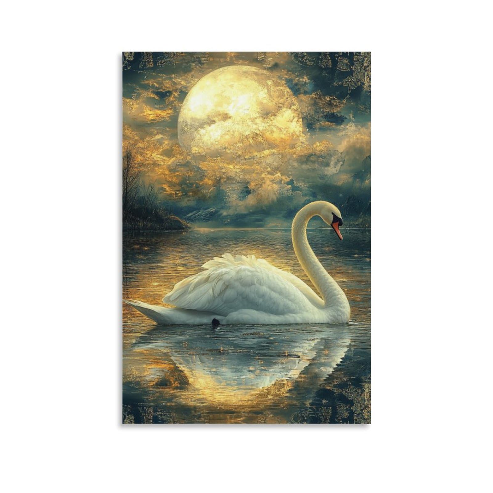 Cuadros modernos de cisne en lienzo resistente de 50x75cm para pasillo 6