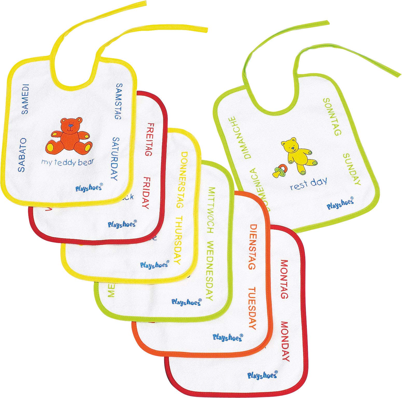 Playshoes Unisex Baby 7-Tage Binde-Lätzchen 507170, 900 - mehrfarbig, 1 Stück (1er Pack)