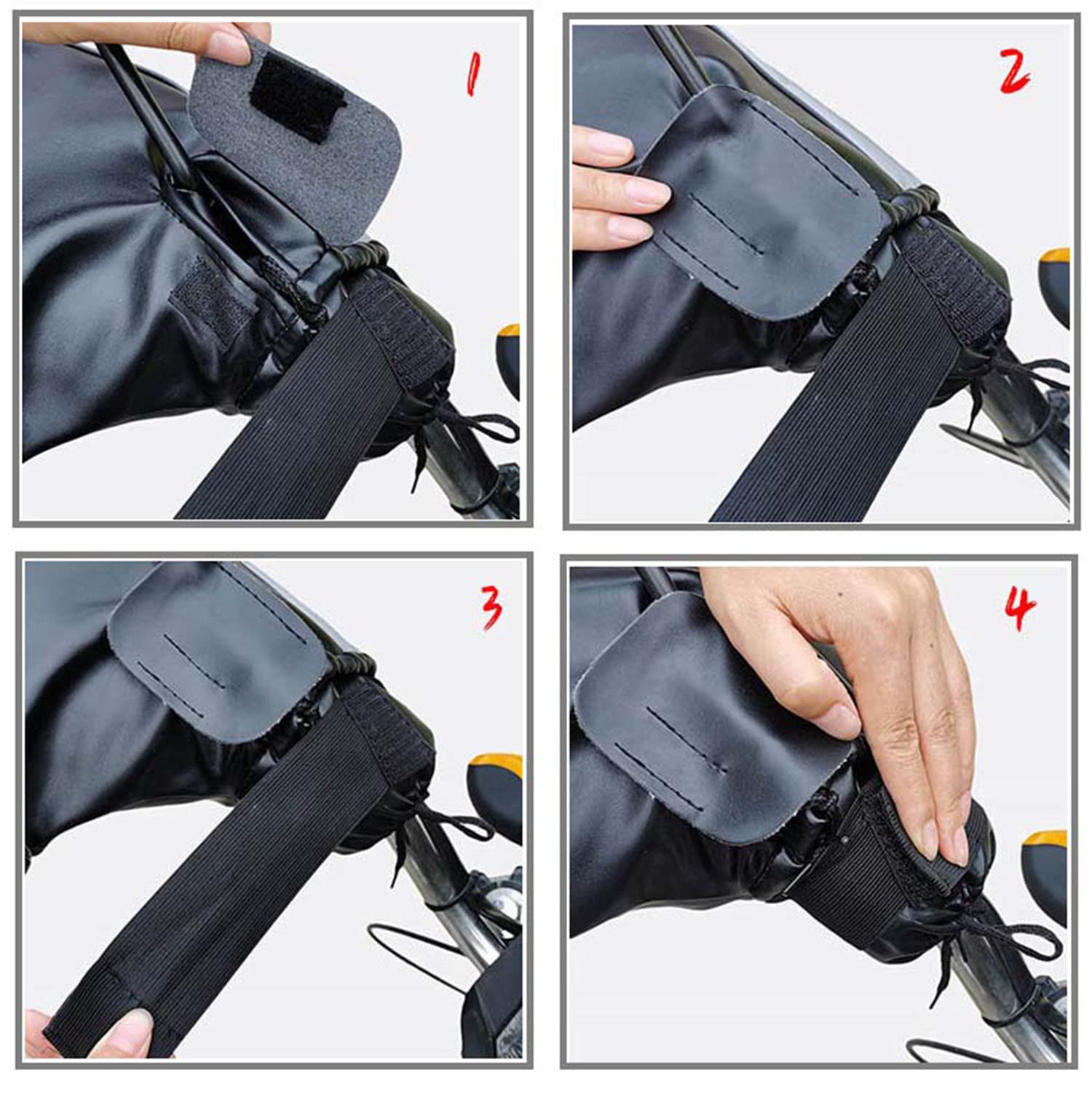 ZLZNX Manoplas De Moto Manillar Guantes De Ciclismo Guantes De Moto Protector Hecho De Cuero Artificial, Térmicos Y Antideslizantes para Invierno