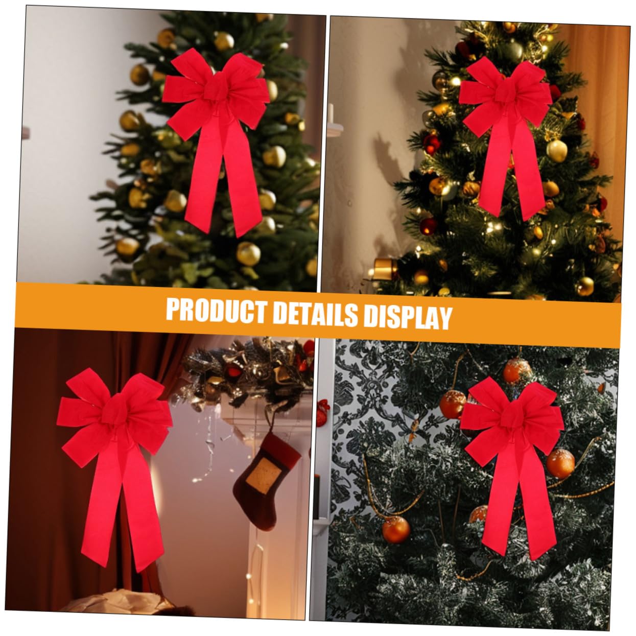 Cabilock 10pezzi Fiocchi in Velluto Rosso Gigante per Decorazione di Albero di Natale Ornamento da Appendere per Feste Matrimonio Casa Fiocco Decorativo per Interni Esterni
