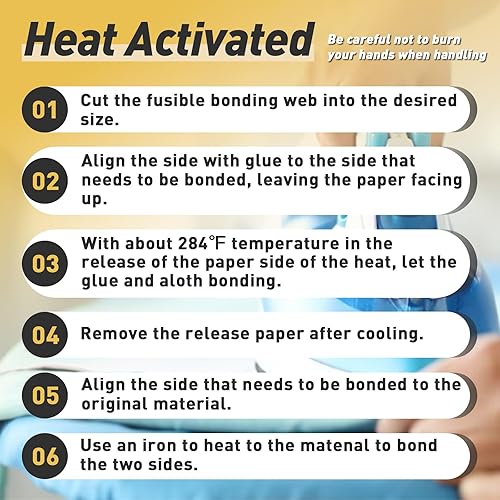 Miniatura 6 de Stitch Witchery - 20 hojas, 8 x 12 pulgadas, cinta fusible para aplicaciones de tela, interfaz fusible de peso medio, tela de unión fusible de