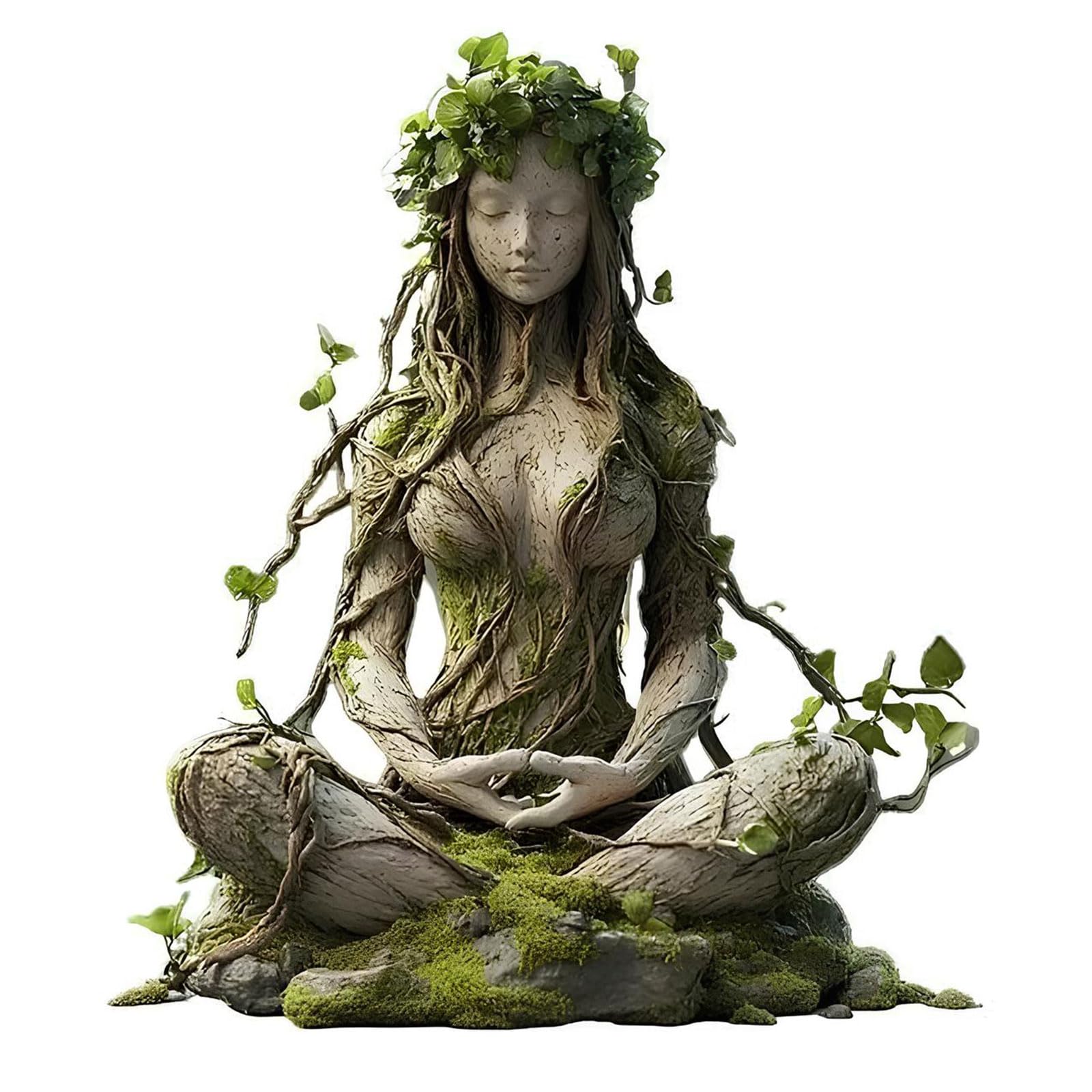 CQSVUJ Bohemian Goddess Statue, Green Goddess Statue Nature Gaia Goddess Statues Acrylic Plaque Desktop Decoration for Home Office (#1PCS)