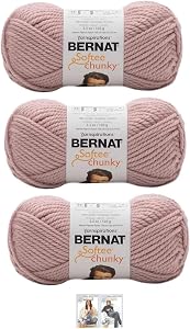 Bernat Softee Chunky Yarn Bundle Super Bulky Number 6, 3 Skeins( Gray Rose)
