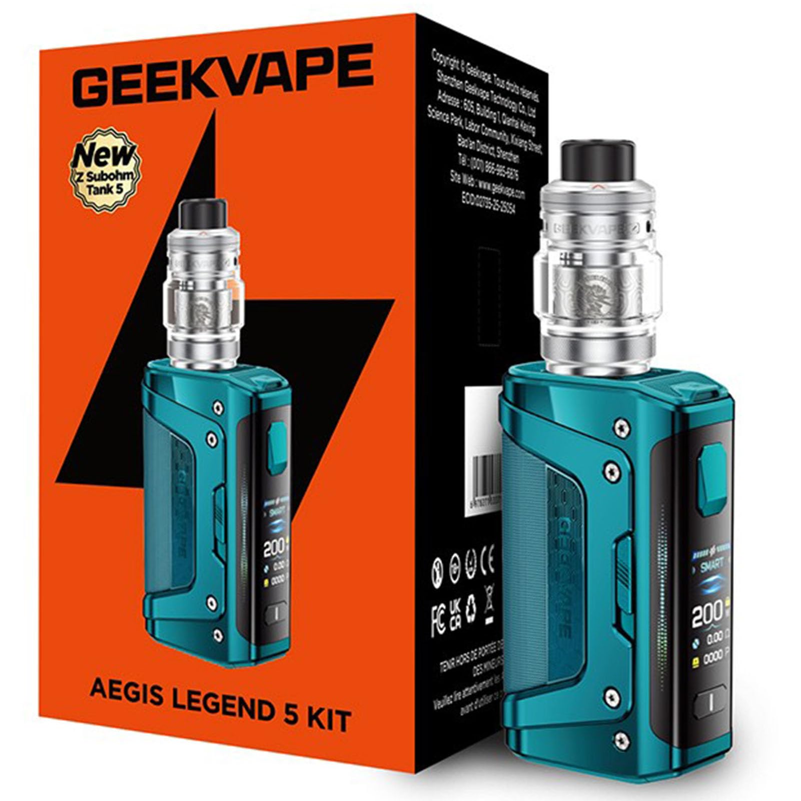 GEEKVAPE Aegis Legend 5 Kit (Z sub ohm tank 5 Version) 200W TC Box Mod (Battery Not Include) Vape with 7ml Atomizer Vaper Z XM Coil (0.2Ω/0.4Ω）Vaporizer No Nicotine