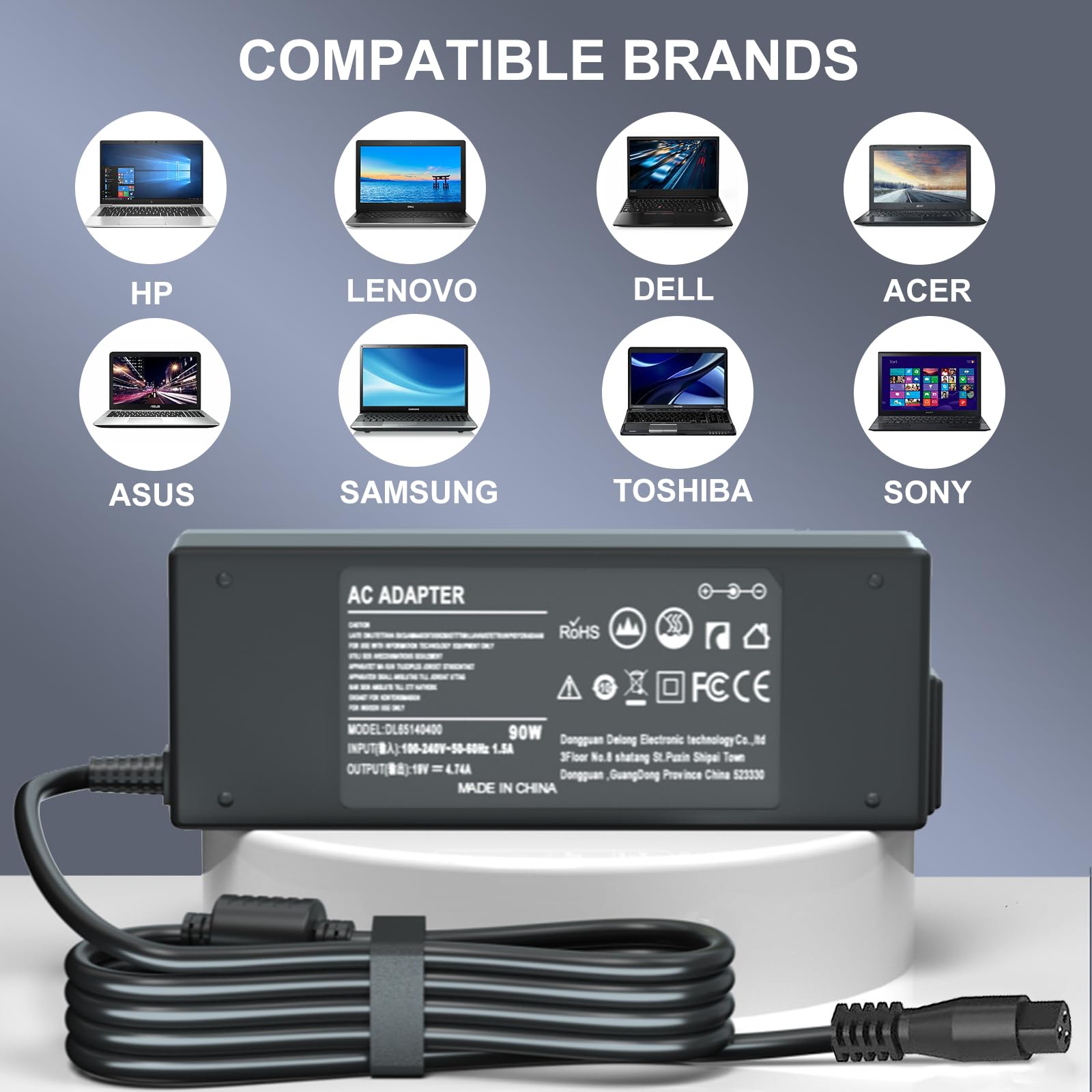 Chargeur Universel 90W Pour Ordinateur Portable - 16 Embouts - Compatible HP, Dell, ASUS, Acer, Etc.