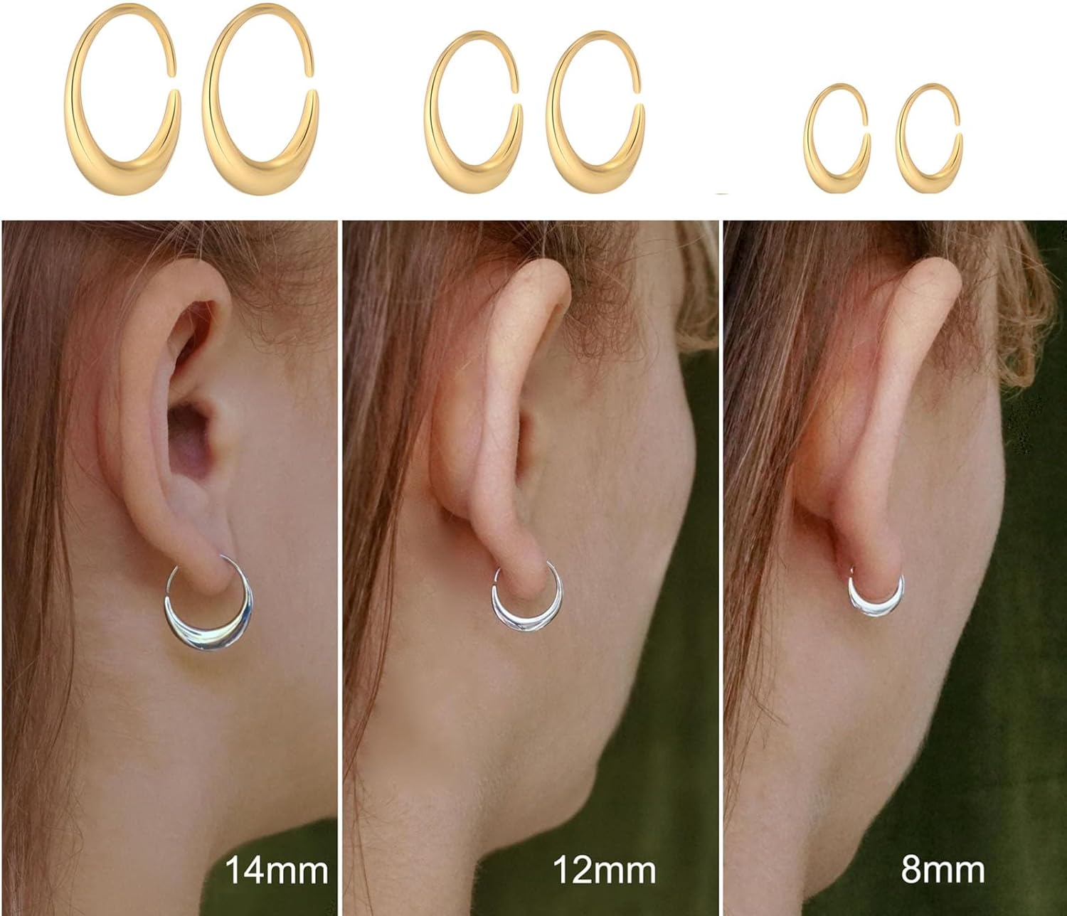 3 Pairs Gold Hoop Earrings for Women Earring Stacks Gold Hoop Earring Sets for Multiple Piercing Hypoallergenic Dainty 14k Gold Plated Small Hoops Huggie Earrings Trendy Jewelry Gifts - Image 3