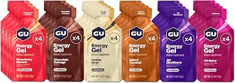 GU Original Energy Gels, Bestsellers Mixed 24 Pack - 100 Calorie Energy Gel with Carbohydrates, Caffeine, BCAAs and Electrolytes - Pre-Workout Fuel for Running, Cycling, Triathlon and Endurance Sports