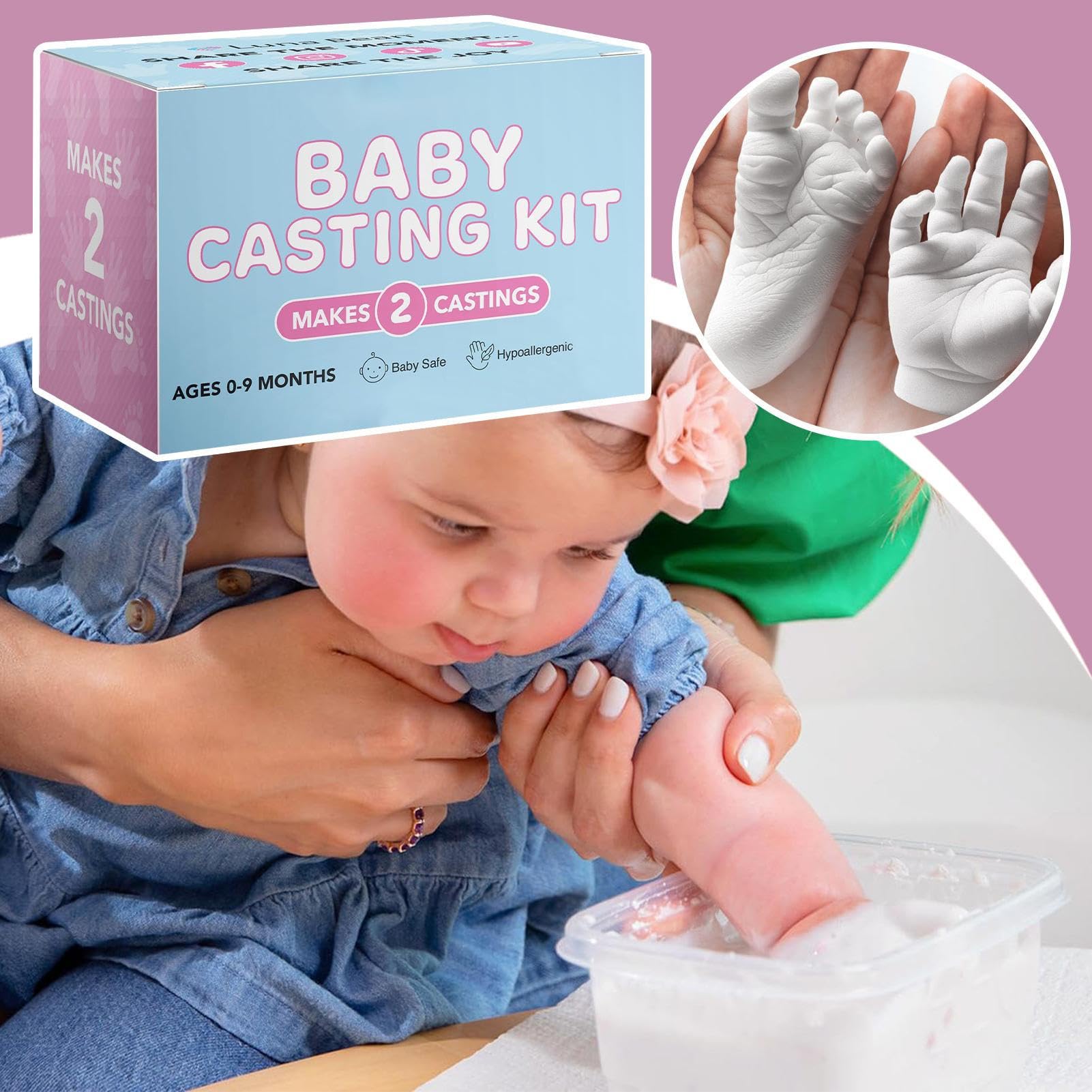 Kit Per Calco 3D Del Bebè Kit Per Impronte Del Piede Del Bambino | Footprint Molding Set for Christmas First Birthday Commemoration