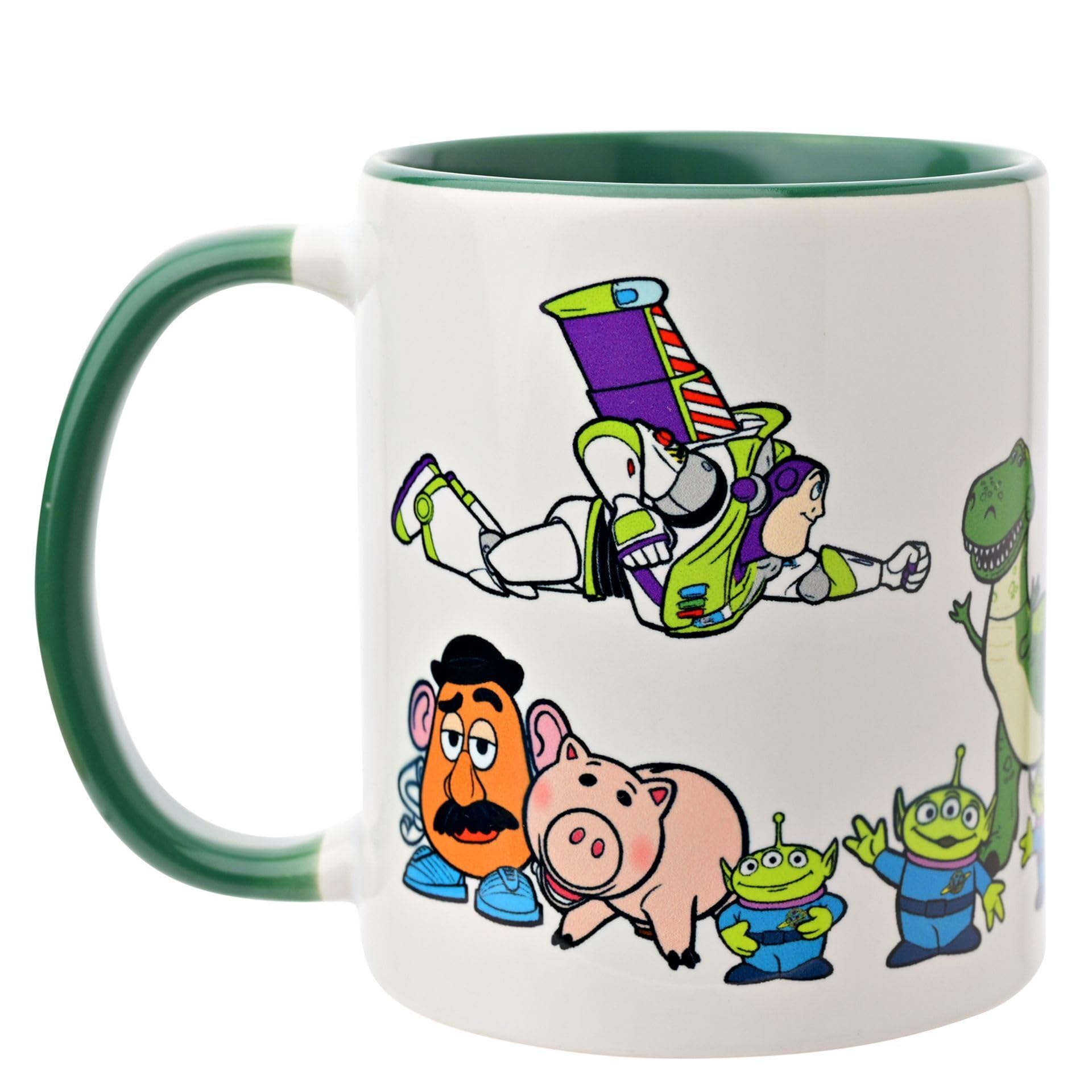 Widdop and Co. - Disney Toy Story Mug - Green/White Tea & Coffee Glazed Stoneware Icons & Villains Drinking Cup - Officially Licensed Disney Merchendise (325ml / 11.4oz).