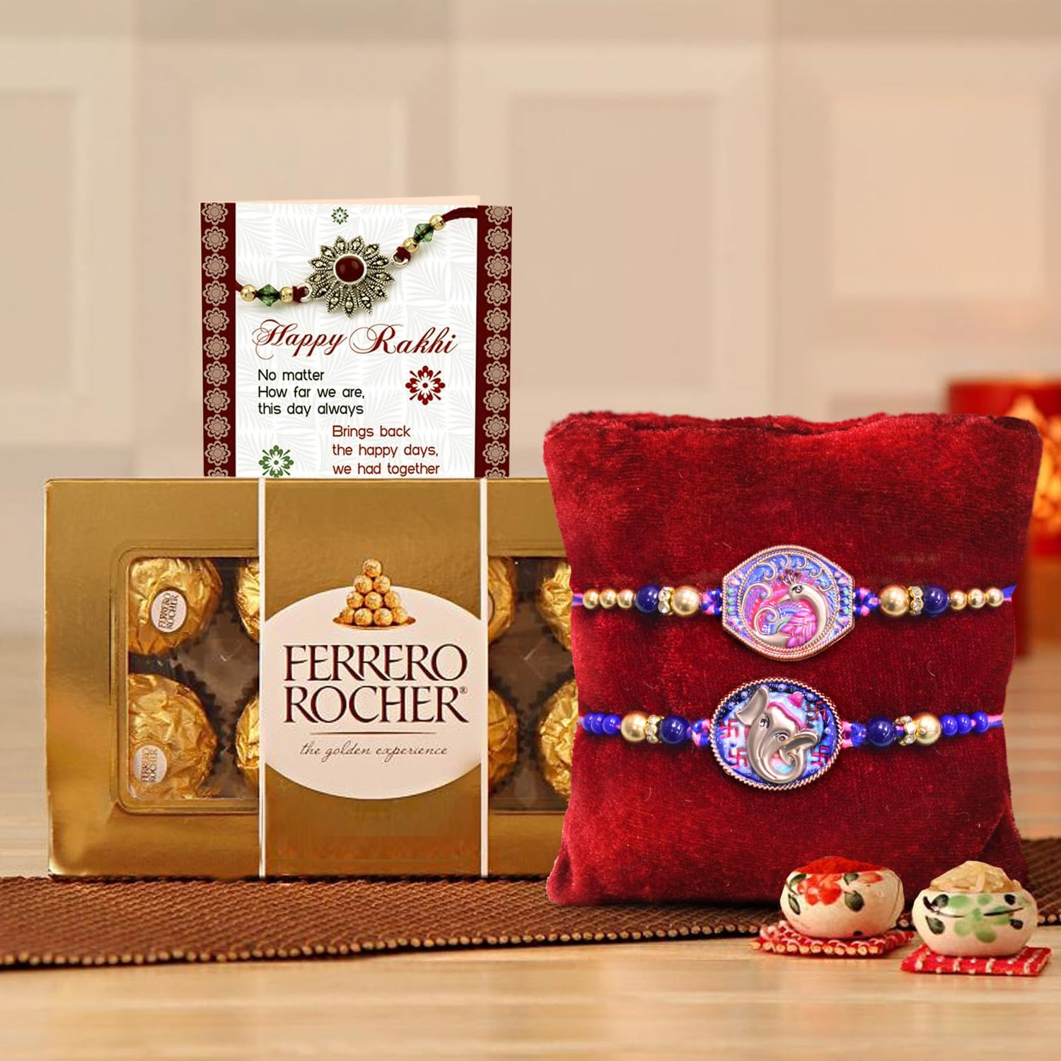 TIED RIBBONS Rakhi Gift for Brother with Chocolate Hamper - Set of 2 Premium Rakhi for Bhaiya Bhabhi Kids Brother Boys Men with Chocolate Box Card & Roli Chawal-image-18