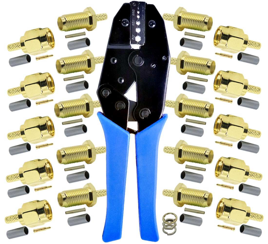 10pcs SMA mâle et Femelle connecteurs et Pince à sertir coaxial pour SMA-RG174 RG316 Antenne WiFi Extension Câble