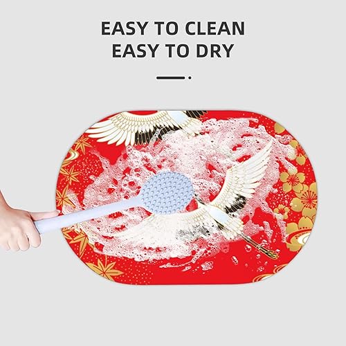 Miniatura 4 de Augenstern Diatomaceous Bath Mat Red-Cherry-Maple-Japanese Quick Drying Shower Mat Door Mat Rubber Backing Non Slip Rug