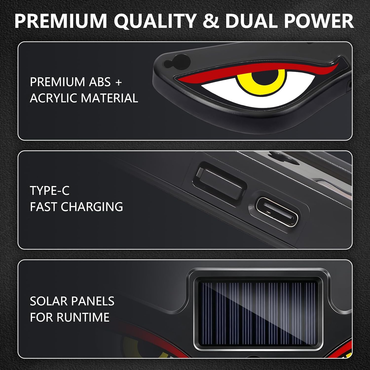 2 Pack Solar Devil Eyes Car LED Light for Car Windshield & Rear Window image 4