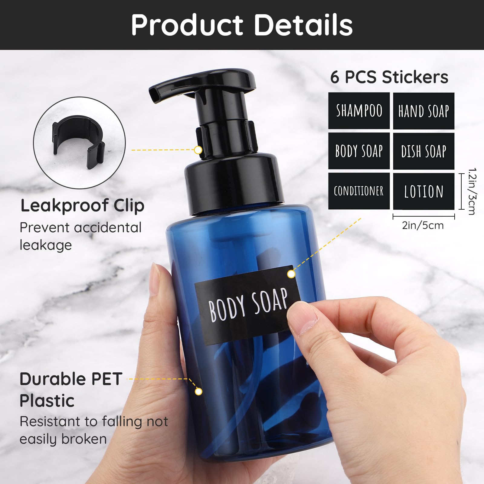 Segbeauty Dispenser Sapone Doccia, 8 Pezzi 500l Dispenser Shapoo e