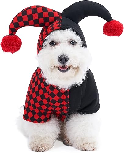 Mogoko Disfraces de Halloween para perro, Joker Cosplay de gato, lindo suéter para perro, cachorro, perro pequeño, gatito, sudadera con capucha para