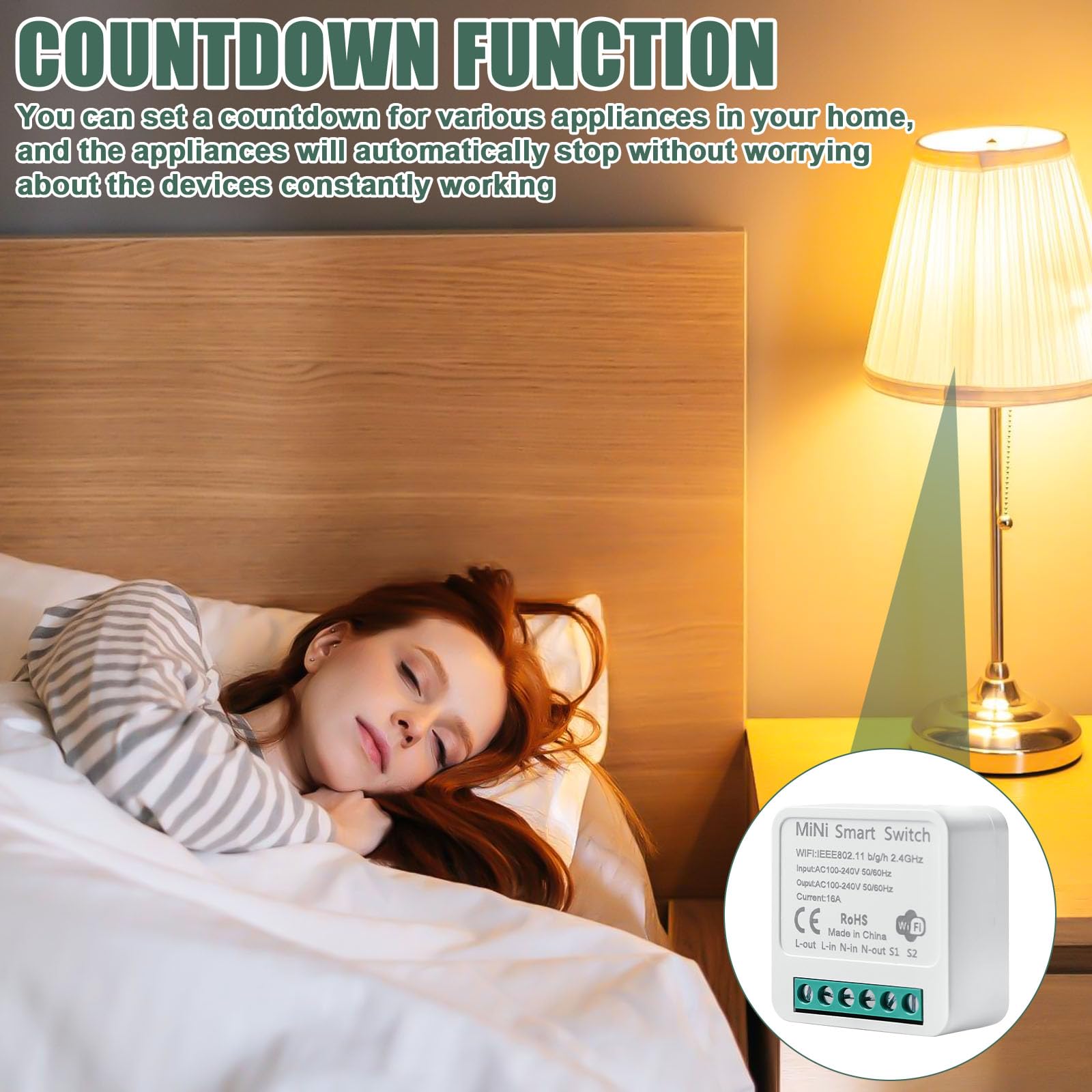 6 interruptores de luz inteligentes, módulo de 2 vías: mini interruptor Wi-Fi, se ajusta detrás del interruptor de pared, interruptor de luz inteligente, módulo compatible con Tuya, Alexa y Google