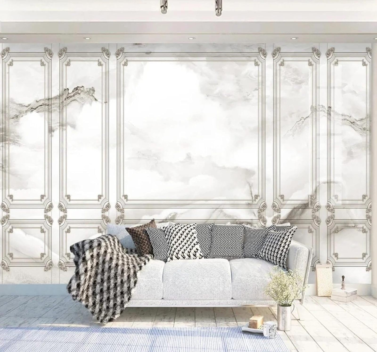 XLMING Abstract Luxury Checkered Marble Art 3D Wallpaper Luxury Home Dining Decor Paste Sofa Living Room The Wall for Bedroom Mural-150cm×105cm