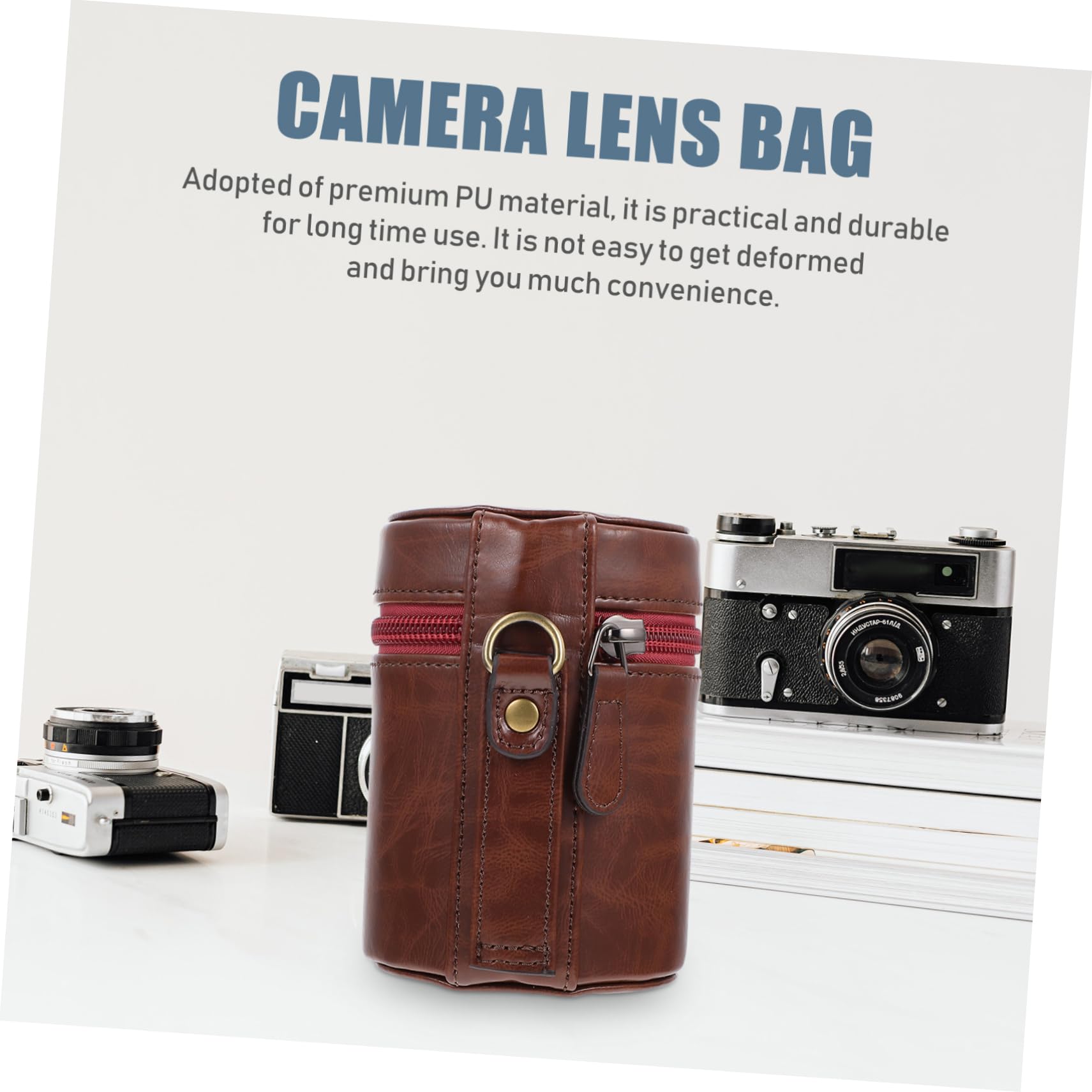 Mikikit 3Pcs Sacchetto Della Macchina Fotografica Custodia In Pelle Per Monete Protezione Dell'Obiettivo Della Fotocamera Macchina Fotografica Professionale Supporto Flash In Pelle