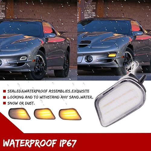 Miniatura 7 de Lente transparente con luz DRL LED, señal de giro, luz de estacionamiento para espejo retrovisor, luz de señal de giro de repuesto compatible con