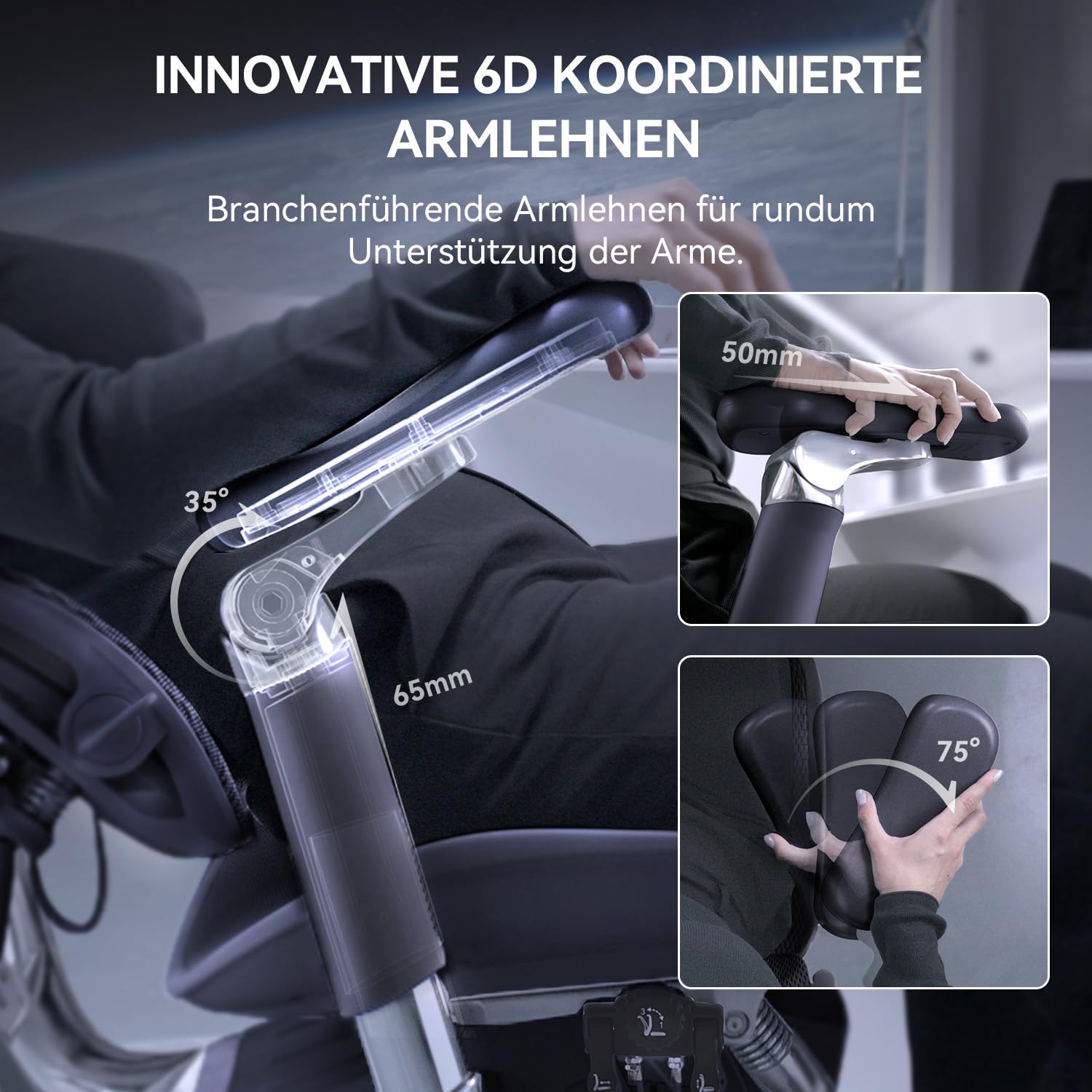 SIHOO Doro S300 Ergonomischer Bürostuhl [TESTSIEGER], Computerstuhl, mit dualem dynamischem Lendenwirbelstützsystem, 6D-koordinierten Armlehnen, verstellbarem Rollstuhl (Schwarzem Samt-Mesh)