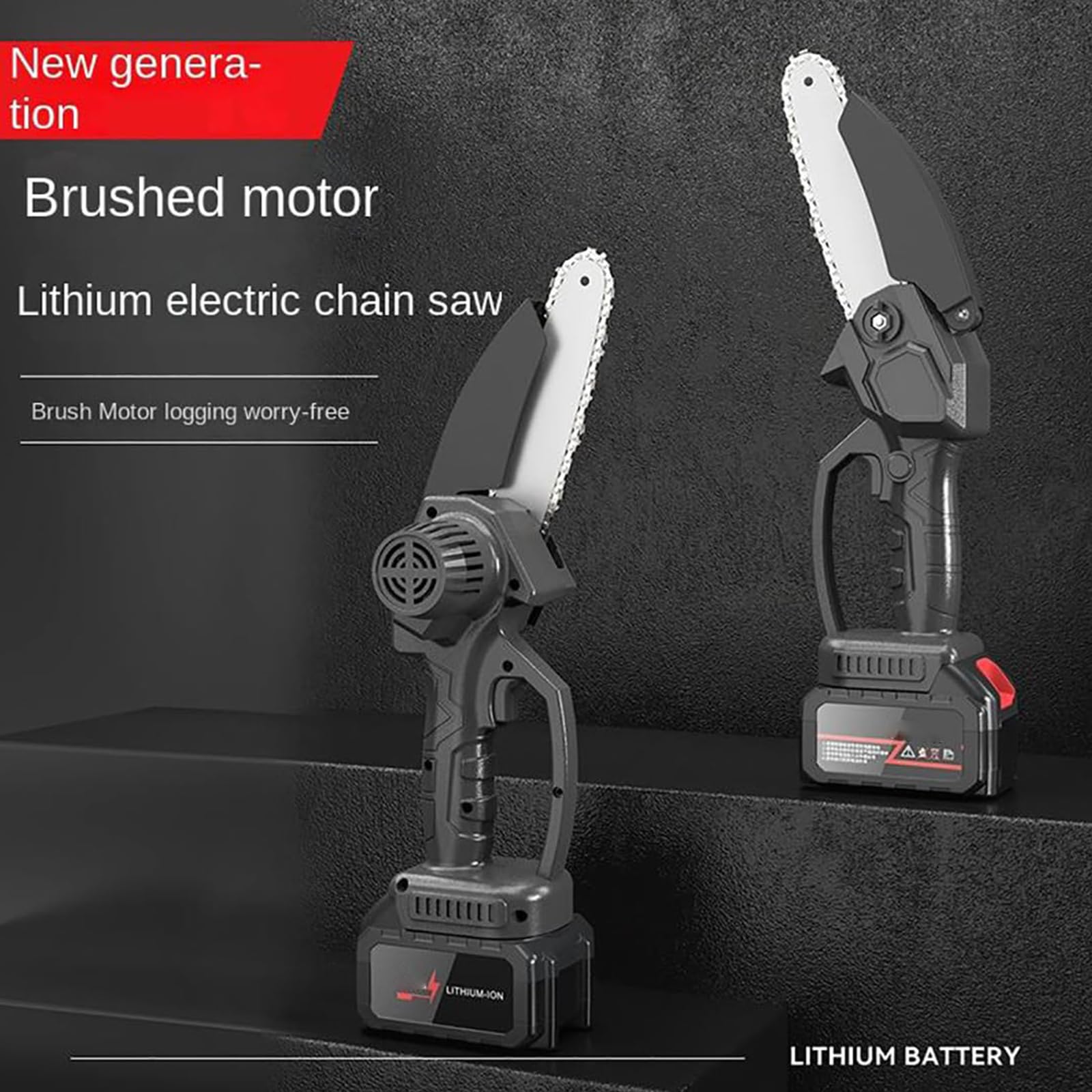 Mini Motosierra, Motosierra Eléctrica 8 Pulgadas con 2 Baterías y 2 Cadenas | Velocidad de Corte 11m/s, Bloqueo de Seguridad, Diseño Ligero 0,8kg, Herramienta de Poda para Jardín, Patio y Madera(black)