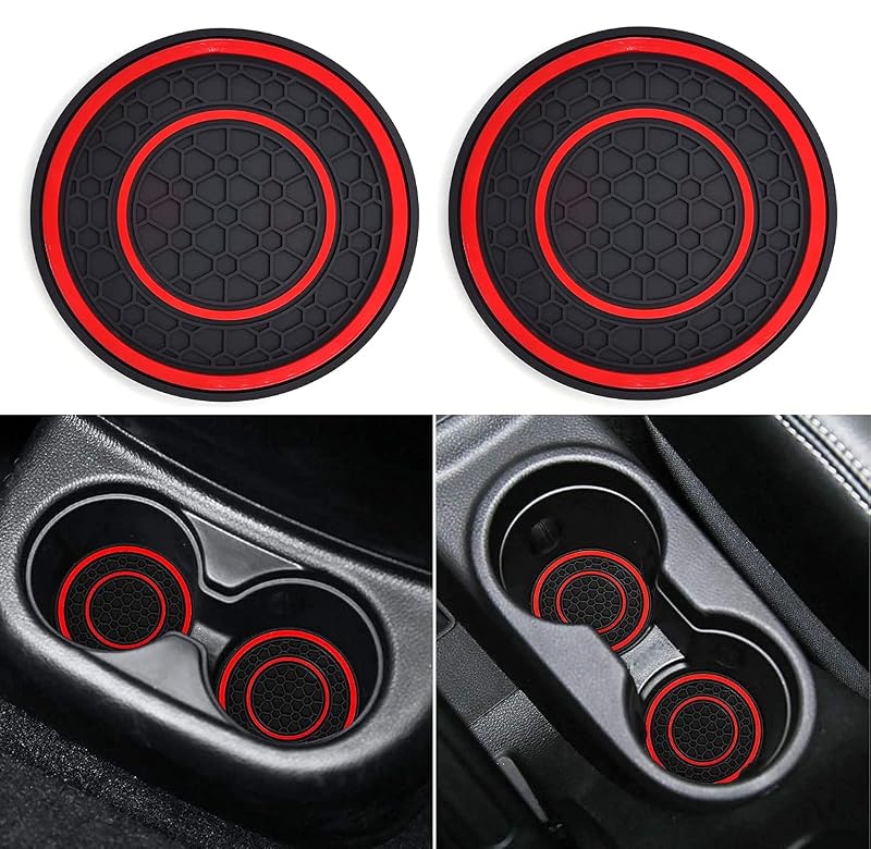 Kit de Porta-Copos para Carro Auprite em Silicone Antideslizante Vermelho, 2 Unidades