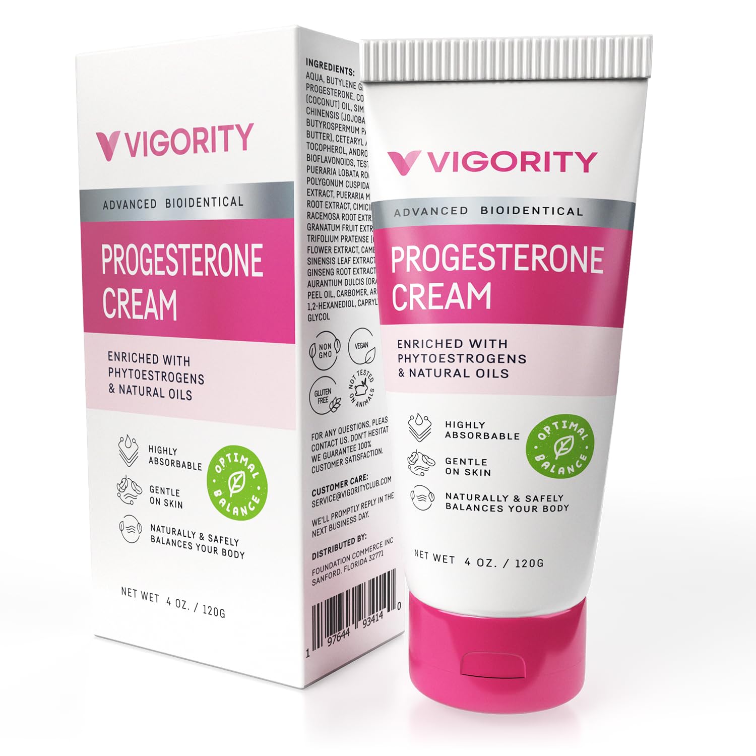 Vigority Progesterone Cream for Women – Natural Bioidentical Progesterone Cream for Hormone Balance – Natural Menopause Support for Hot Flashes Night Sweats