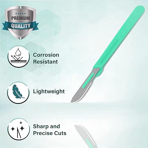 Miniatura 4 de Bisturíes desechables estériles, podología y cuchillo profesional de maíz, cuchillas de acero al carbono de precisión con mango de plástico - Bolsas