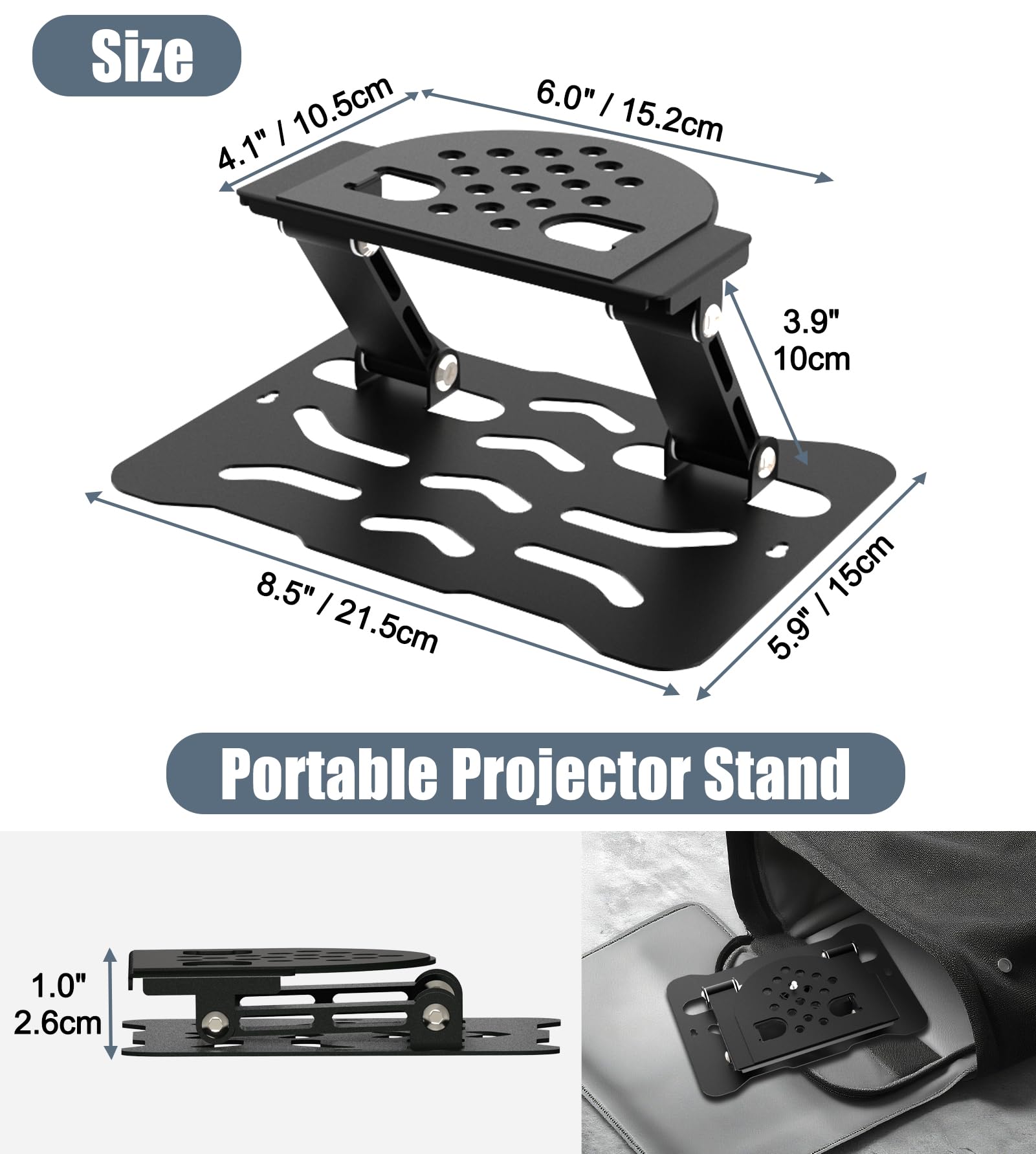 2-Be-Best Supporto regolabile per proiettore, supporto 3 in 1 da scrivania/parete/soffitto con rotazione a 180° a doppio asse, supporto per proiettore da tavolo in acciaio al carbonio, vite universale