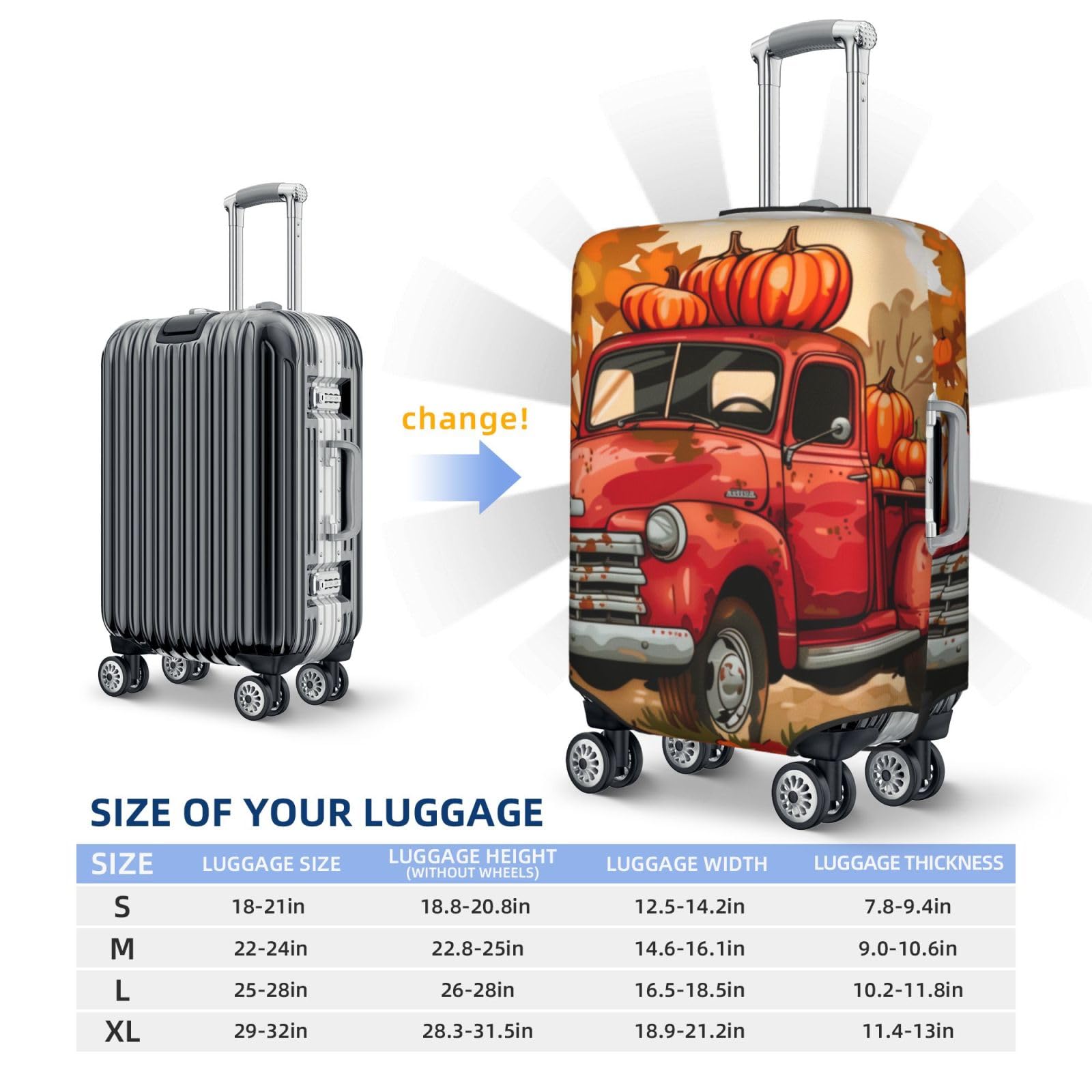 Fundas para Maletas, Funda for Maleta antiarañazos, Compatible con Equipaje de 27 a 30 Pulgadas(Red Truck,XL)