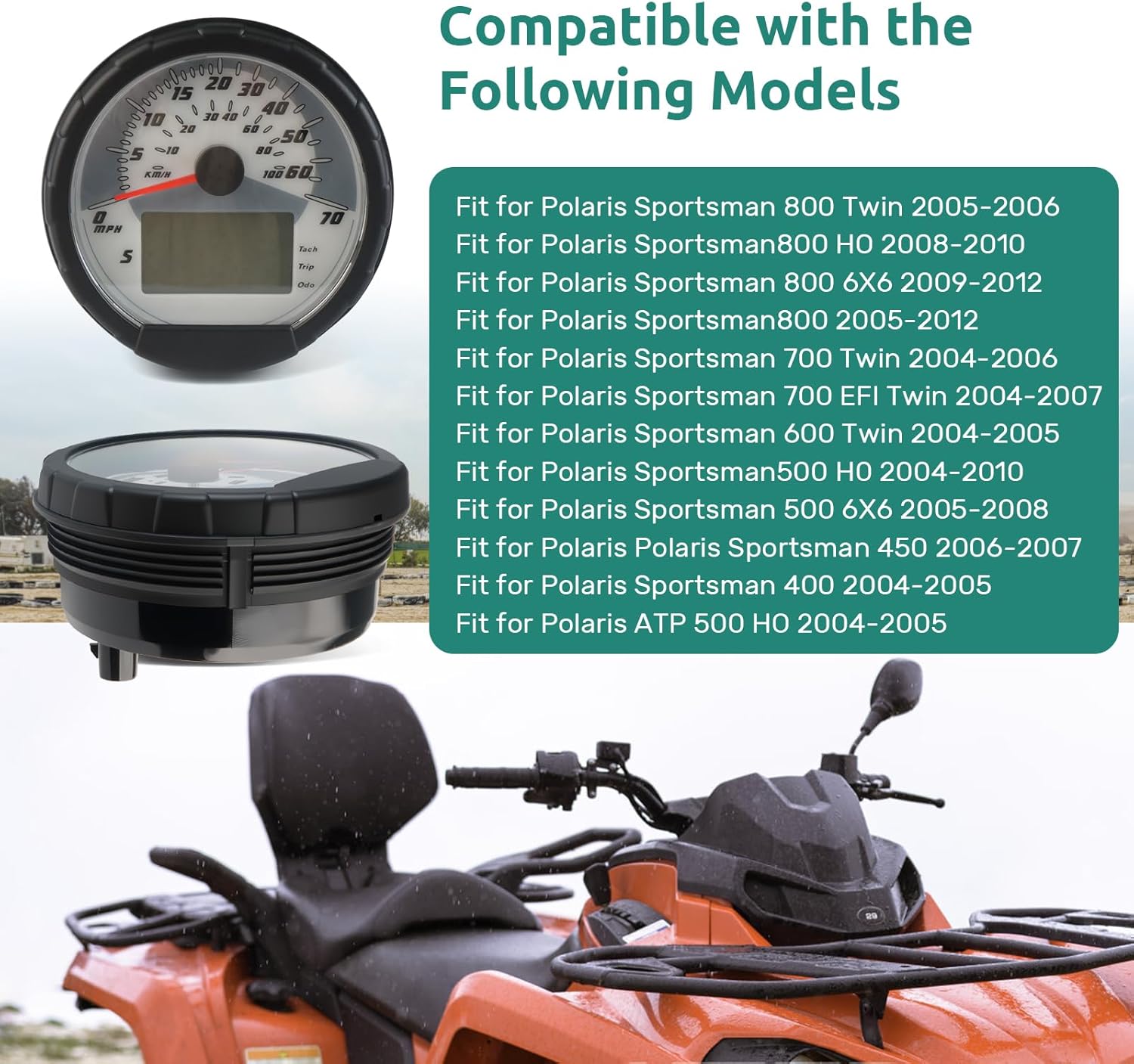 3280528 Speedometer Gauge Cluster Assembly Compatible with Polaris ATV Sportsman 400 450 500 600 700 800 ATP 500 2004-2012 Replaces 3280431 3280482