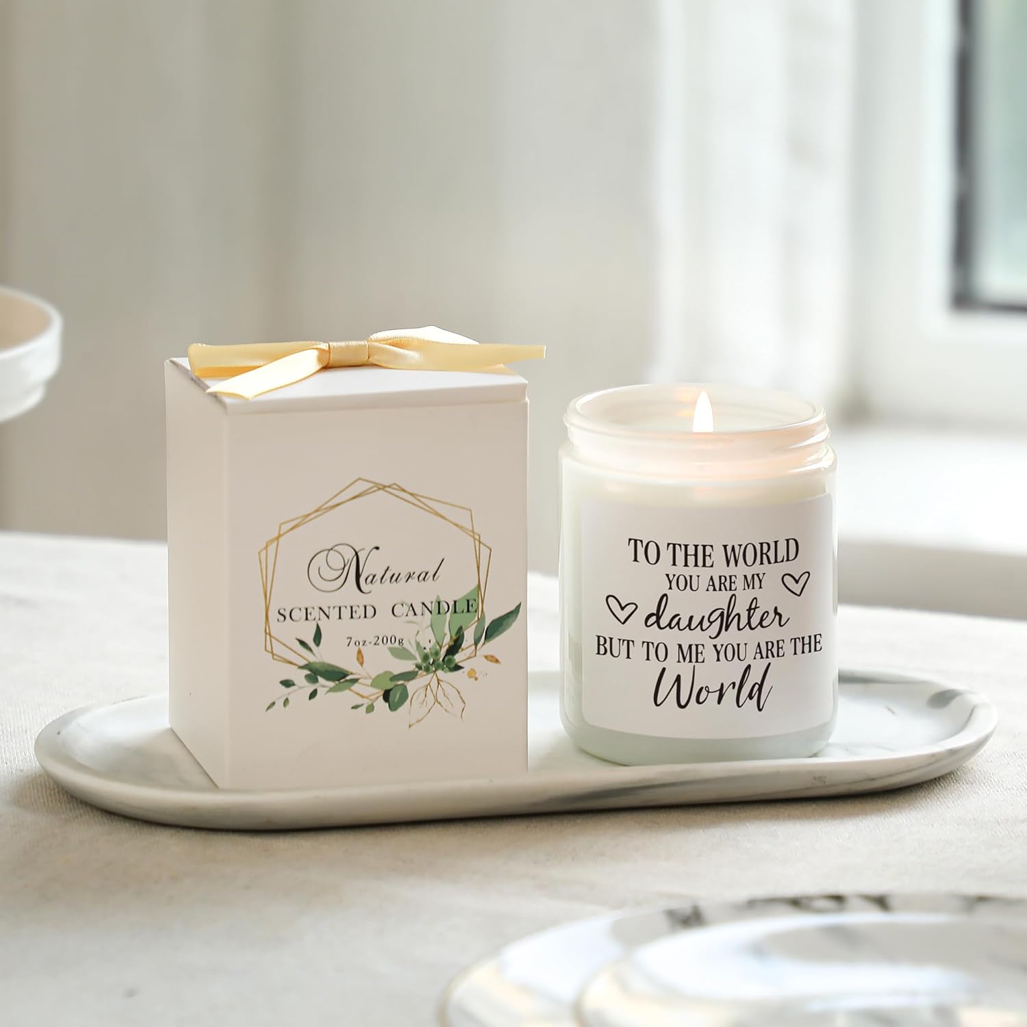 Daughter Christmas Gifts from Mom, You are My World Candle Gifts, Unique Daughter Gift from Mom, Lavender Scented Candle, Mothers Day Graduation Back to School Wedding Bridal Shower Gift - Image 4