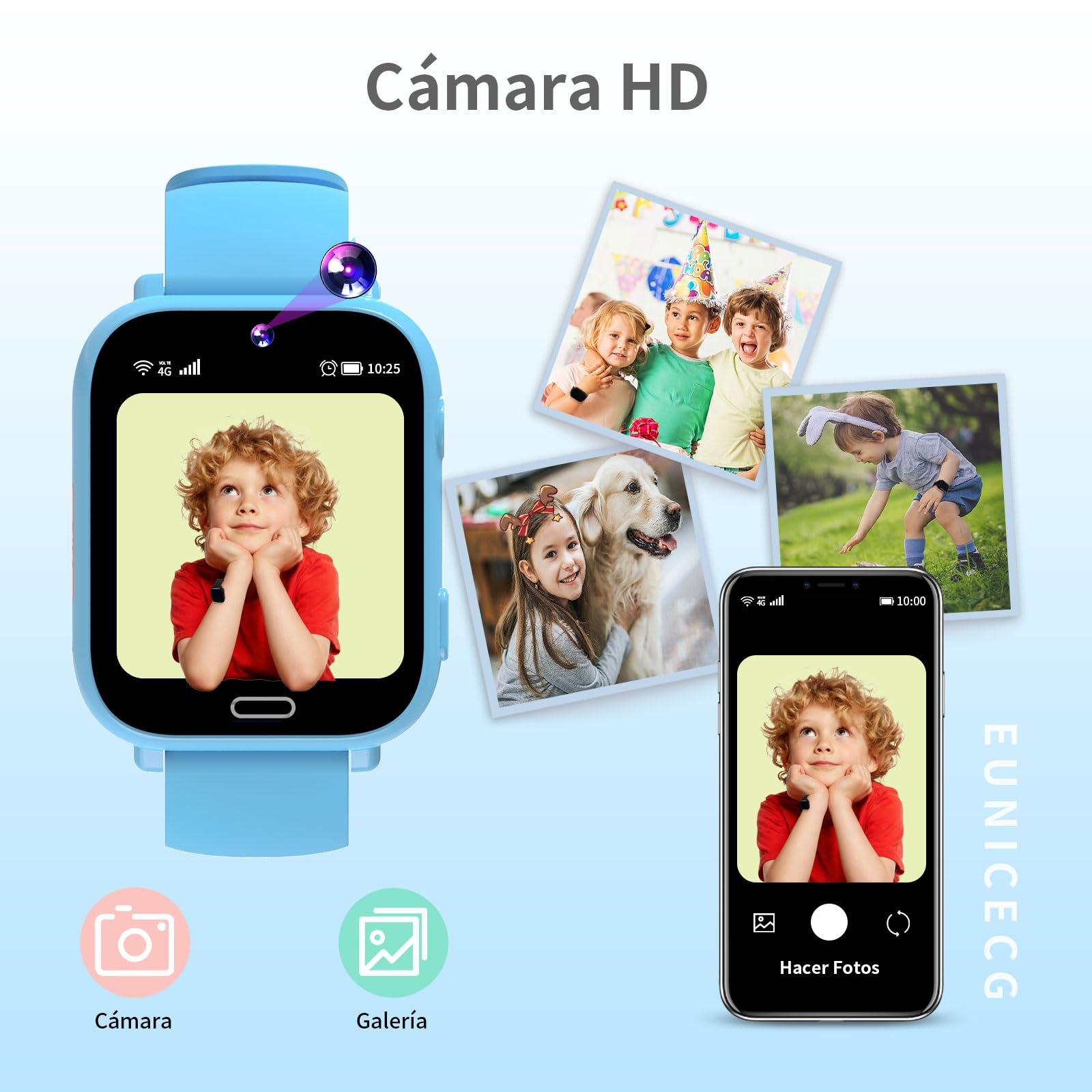 4G Reloj Inteligente Niño con GPS y Llamadas Localizador Telefónica Videollamadas Chat de Voz Juegos Despertador SOS Calculadora - Digital Smartwatch para Niños Niñas Aniversarios Regalos