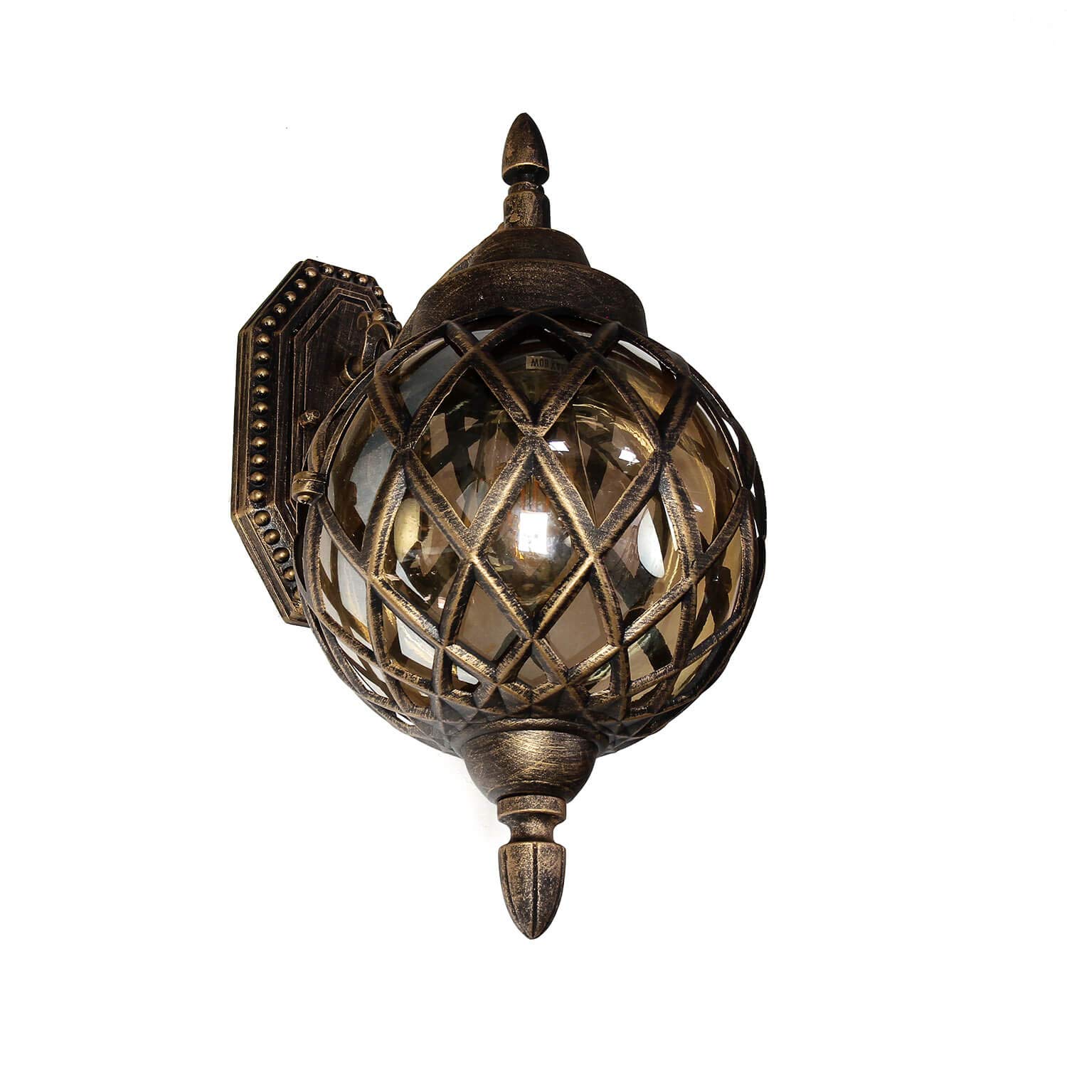 Easylight Lampada da parete da esterno Kairo design retrò in stile rustico a lanterna con forma a sfera bronzo antico IP44 E27 per porta d'ingresso giardino