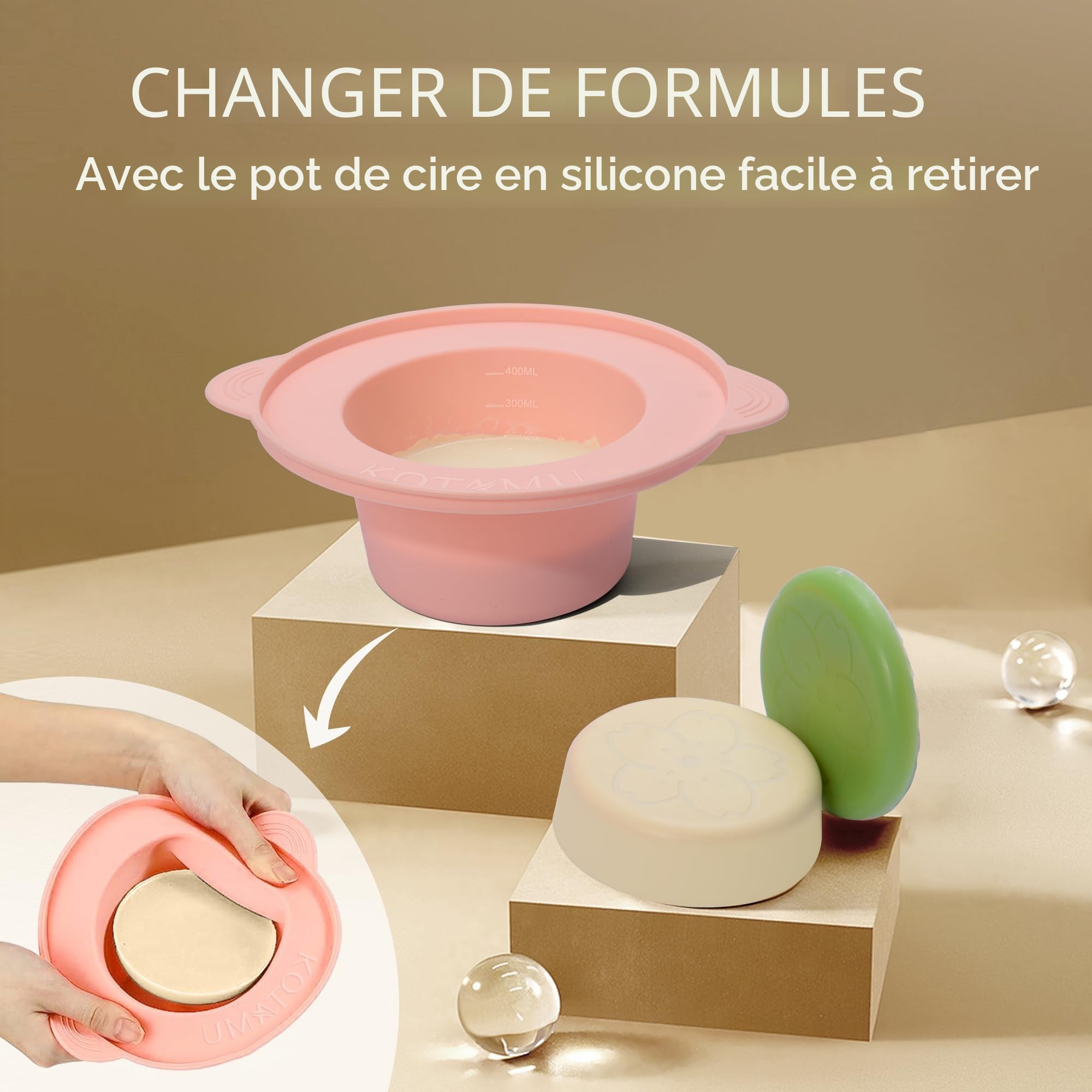 KOTAMU Chauffe Cire D'épilation à Domicile Kit pour Peau Sensible et Tous Types de Poils, Idéal pour Épilation des Sourcils, Visage, Jambes, Chauffe Cire Epilation Professionnel avec 37 Accessoires