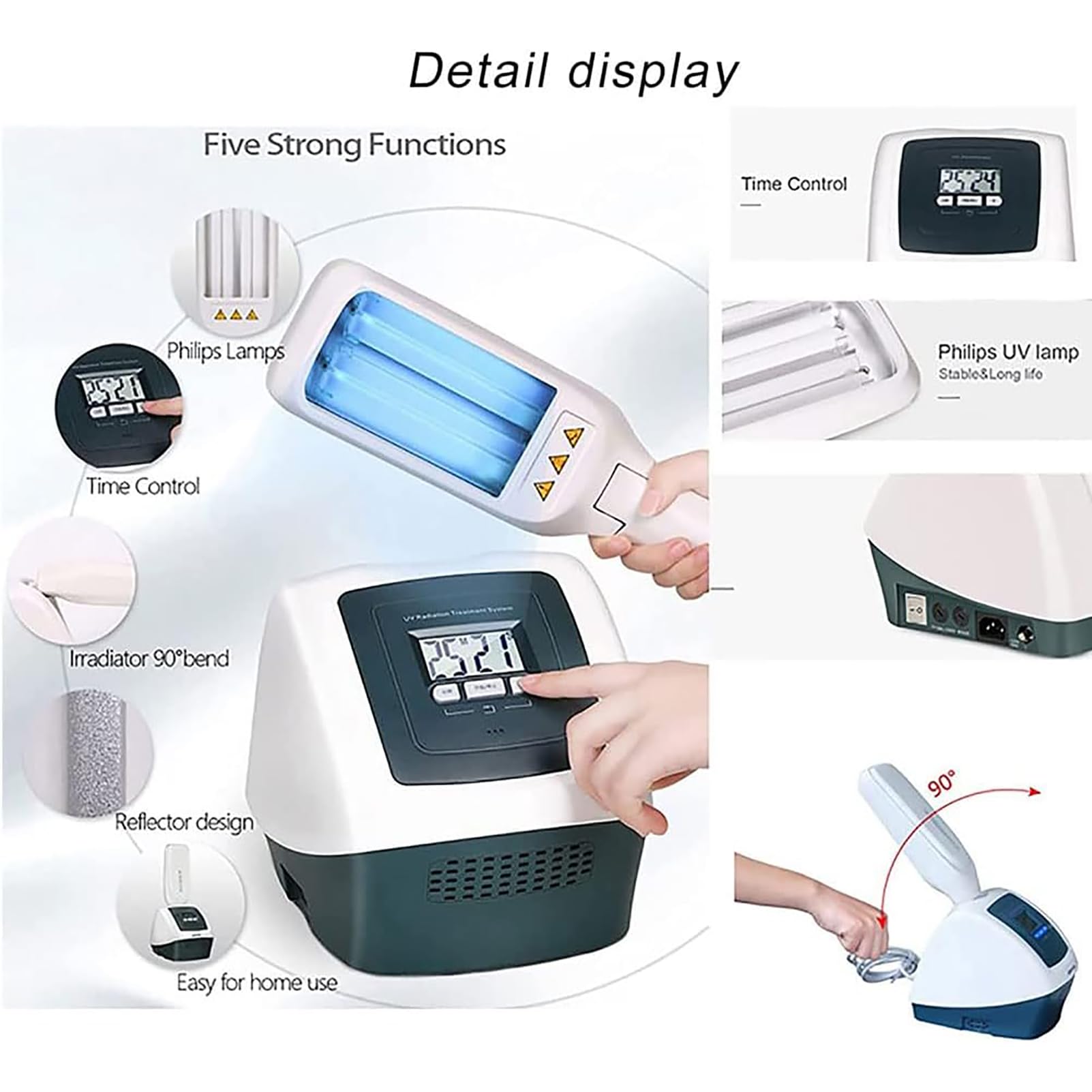 Luci UVB Per La Cura Della Pelle, Luce Per Fototerapia a Banda Stretta Per Terapia Della Luce Da 311 Nm Con Controllo Timer LCD Digitale E Occhiali Di Sicurezza, Per Pelle,Corpo E Cuoio Capelluto