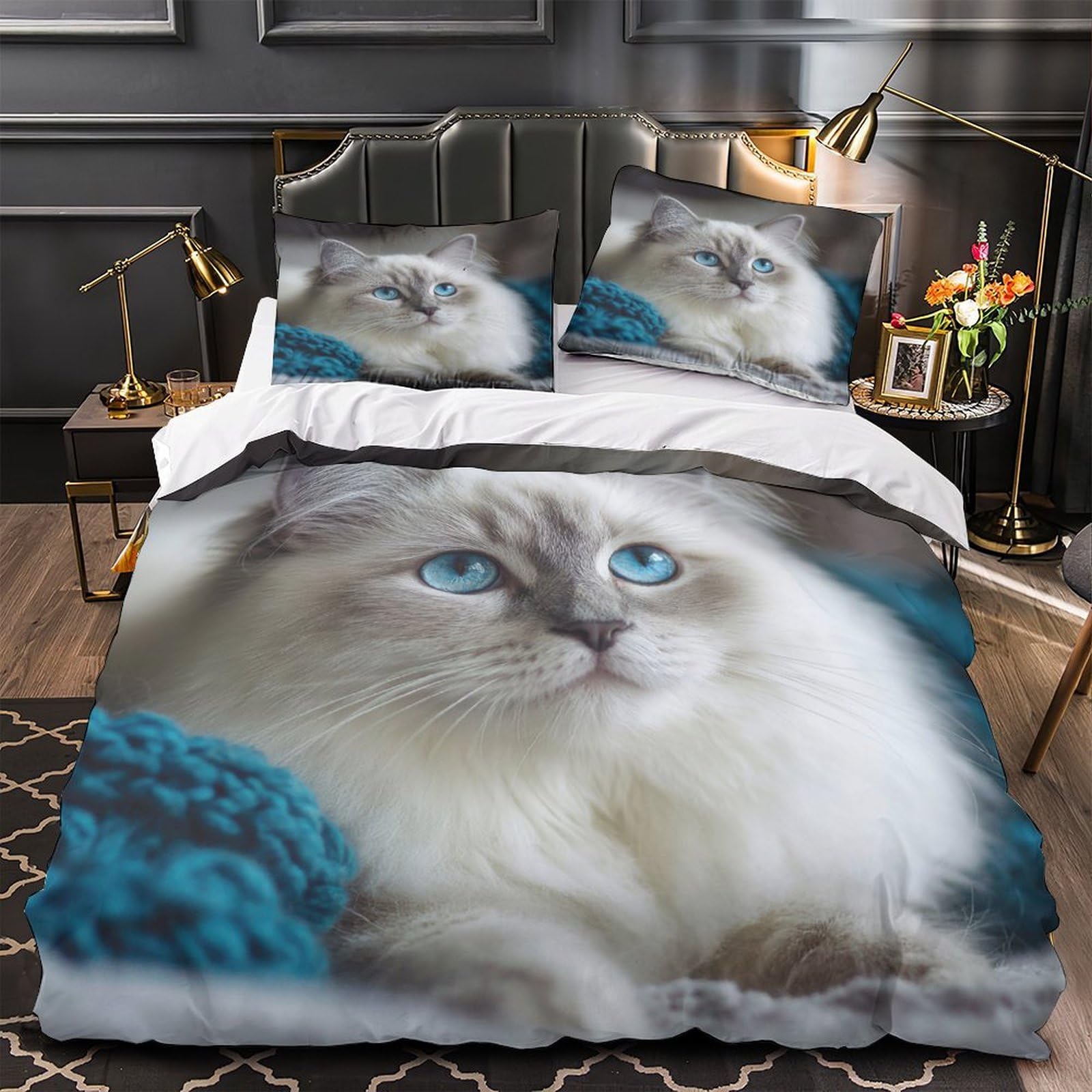 Housse de couette chat pour chambre d'ado ambiance cocooning 140x200