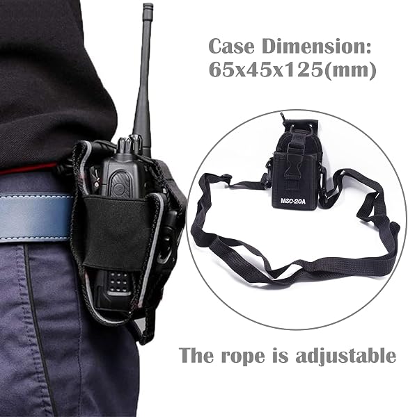 Fondina Walkie Talkie MSC-20A - Custodia Universale per Radio Bidirezionale con Tracolla Regolabile - Porta Radio da Cinturone Nero - 2