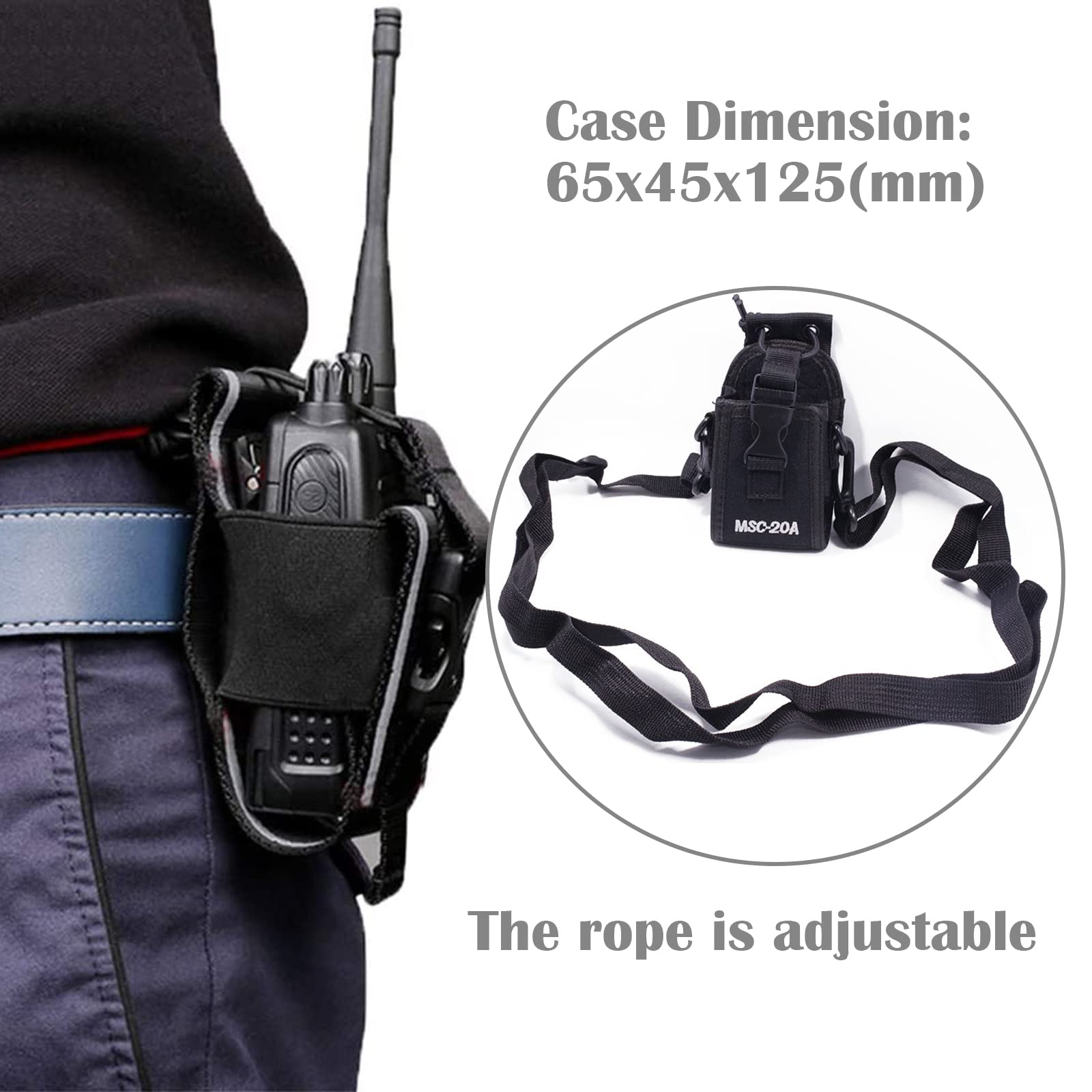 Fondina Walkie Talkie MSC-20A Custodia Universale per Radio Bidirezionale con Tracolla Regolabile Nero