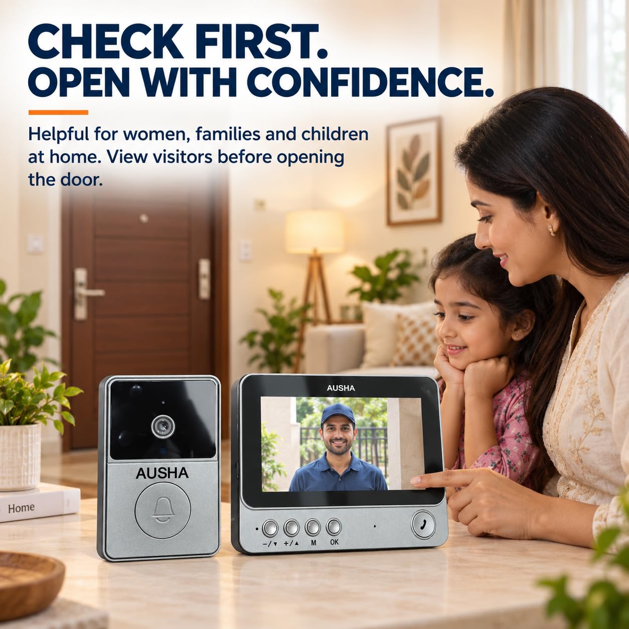 Ausha Wireless Video Doorbell with Color Display -3