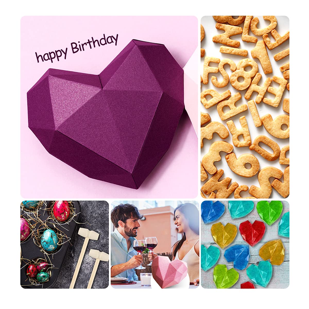Moule en Silicone, Moules en Silicone pour Bonbons et Chocolats, Forme de Coeur Moule en Silicone Antiadhésif, Les Moules 3D en Silicone Sont Multifonctionnels et Résistants Aux Hautes Températures