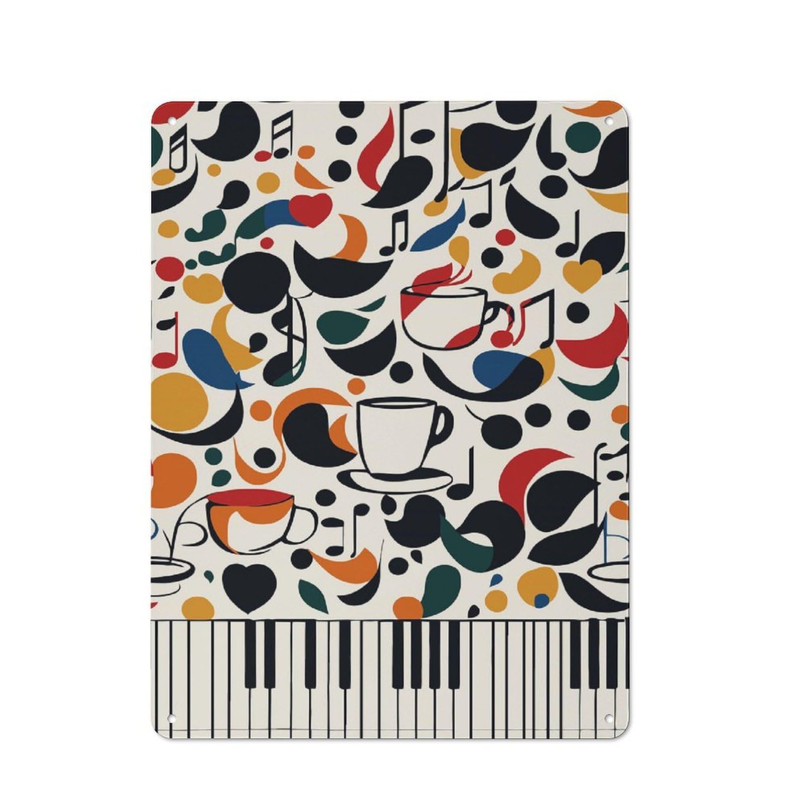 Shed Style Abstract Music Tin Sign 40x30cm, Utility Space Decor for Greenhouse, Garden Room, Cafe Or Entryway