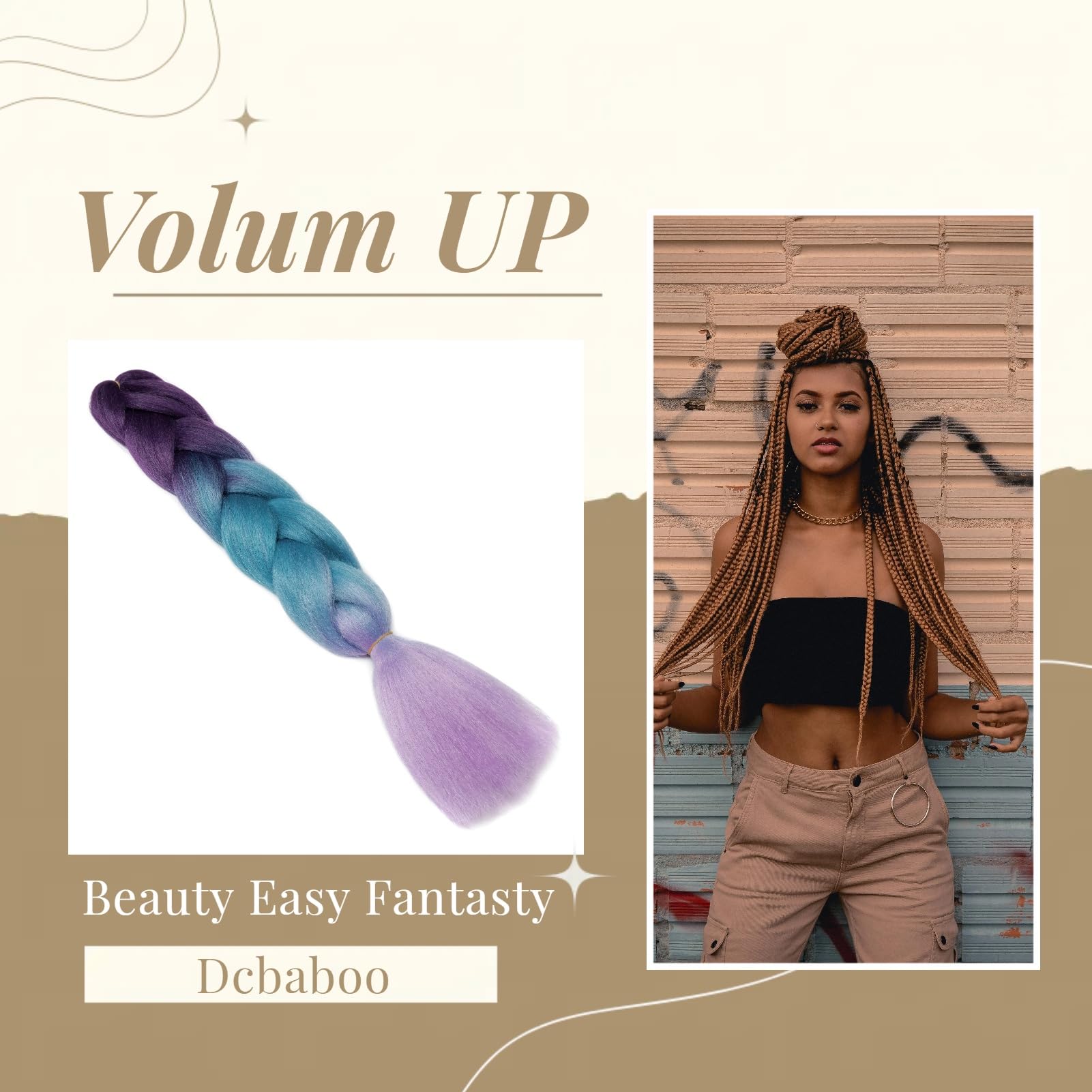 Dcbaboo Hair Extensions for Braiding Jumbo Braiding Hair Extension 1pack 24inch Synthetic Hair Kanekalon Ombre Braids Extensions Hair Afro Crochet Twist Box Braids 100g - Image 3