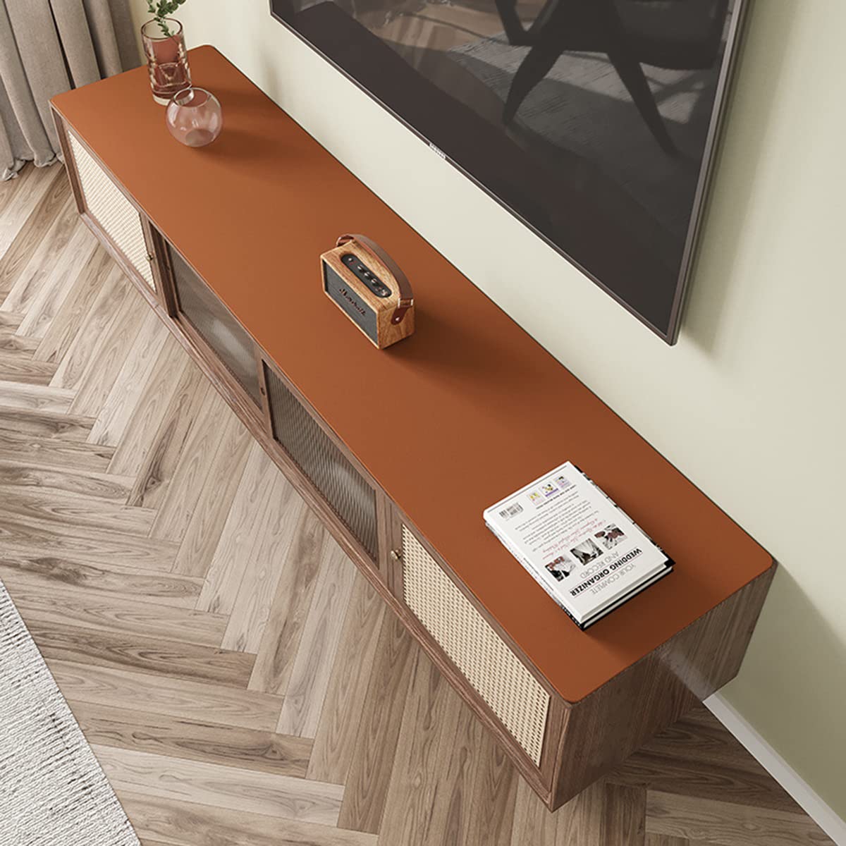 PU Tovaglia Sottomano per Scrivania Tappetino Tavolo Impermeabile Antivegetativo Resistente ai graffi Facile da pulire Marrone 50 * 200cm
