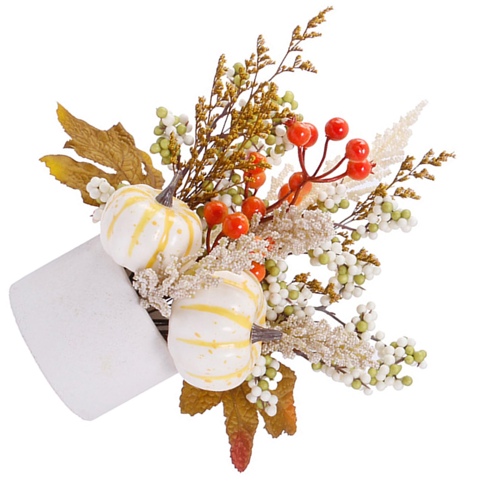 Qusinfc Artificial Fall Pumpkins Maple Wheat Stalks Planter Indoor Outdoor Seasonal Tabletop Decor Display Halloween Home Decoration Autumn