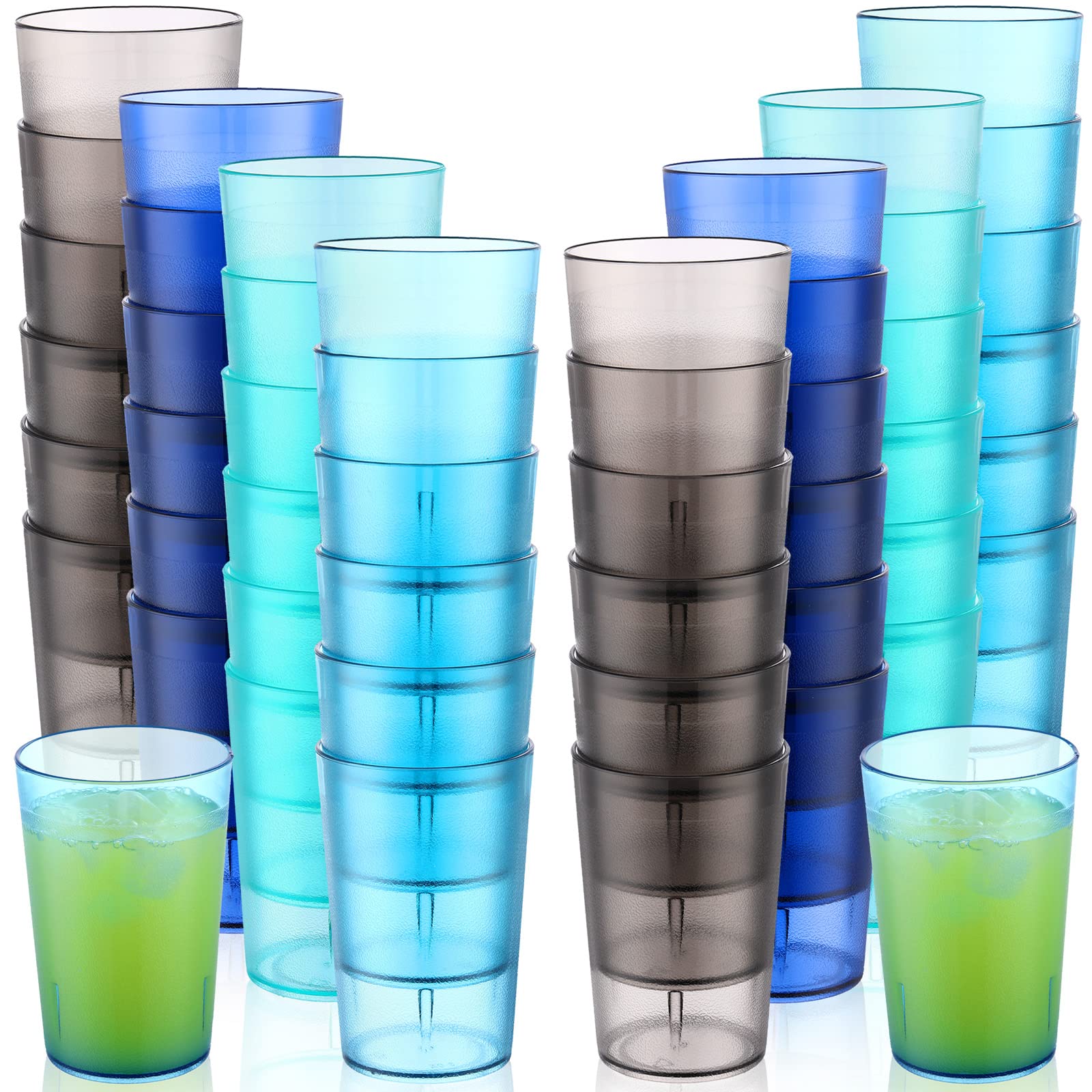 Sumind 48 Pcs 8 oz Restaurant Style Plastic Cups Break Resistant Water Tumblers Drinking Glasses Reusable Frosted Cup Stackable Drink Tumblers Bpa Free for Cafe Party and Catering, 4 Colors